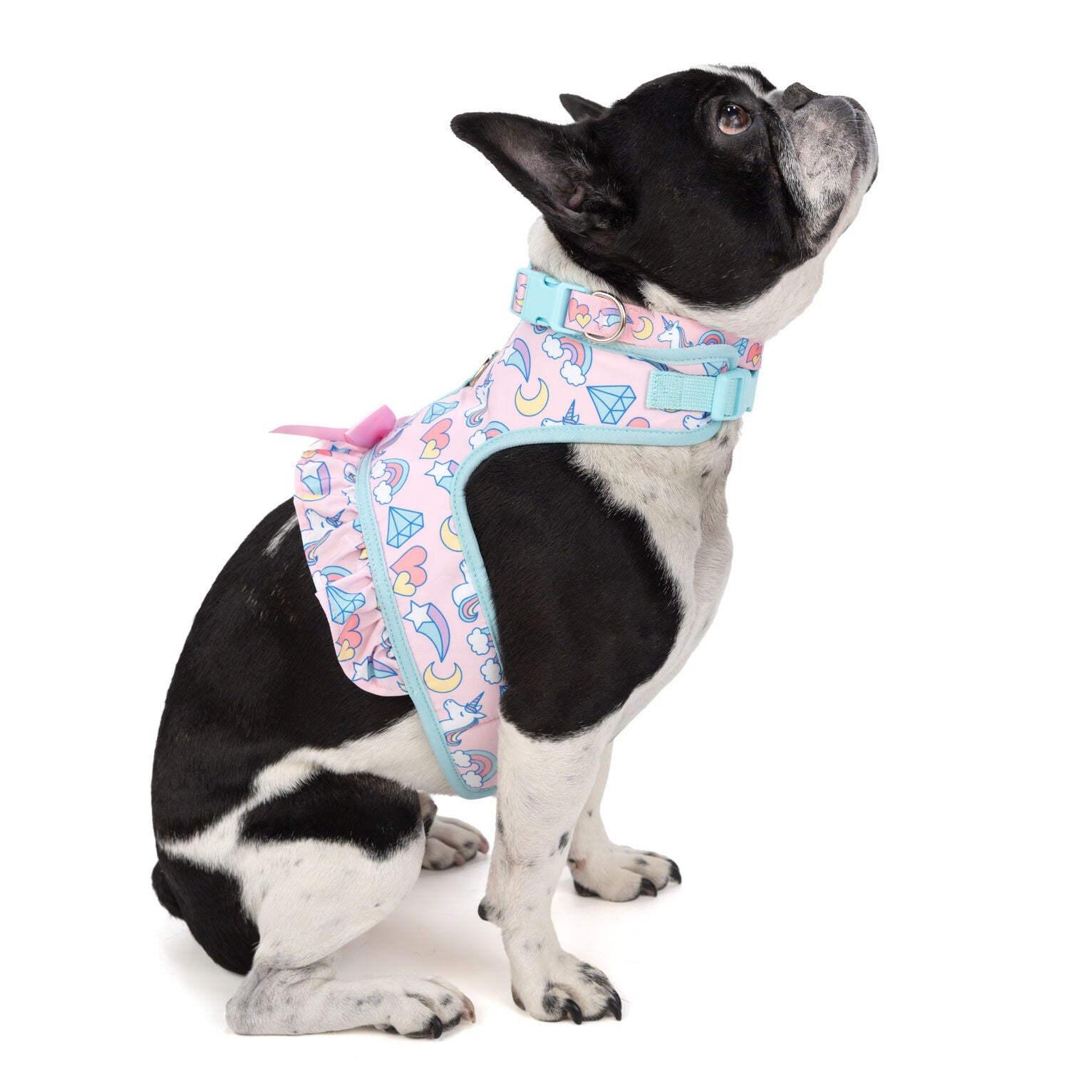 Simply Dog Rainbow & Unicorns Dog Harness, Pink