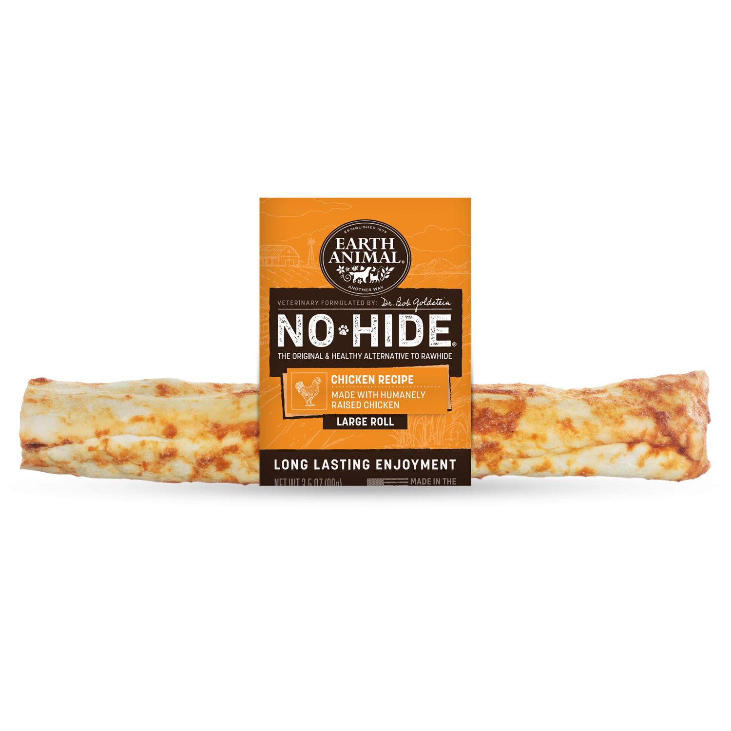 Earth Animal No-Hide Rawhide Alternative Chicken Recipe Large Dog Chew Treat, 11"