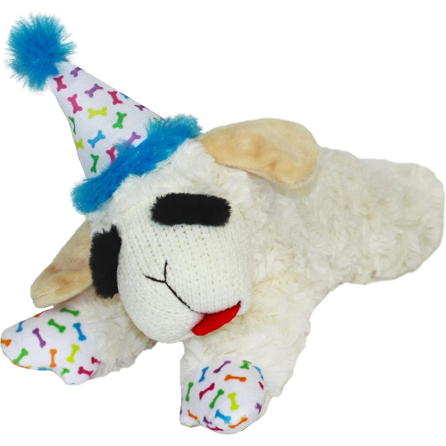 Multipet Lamb Chop Birthday Plush Squeaky Dog Toy, Assorted Colors