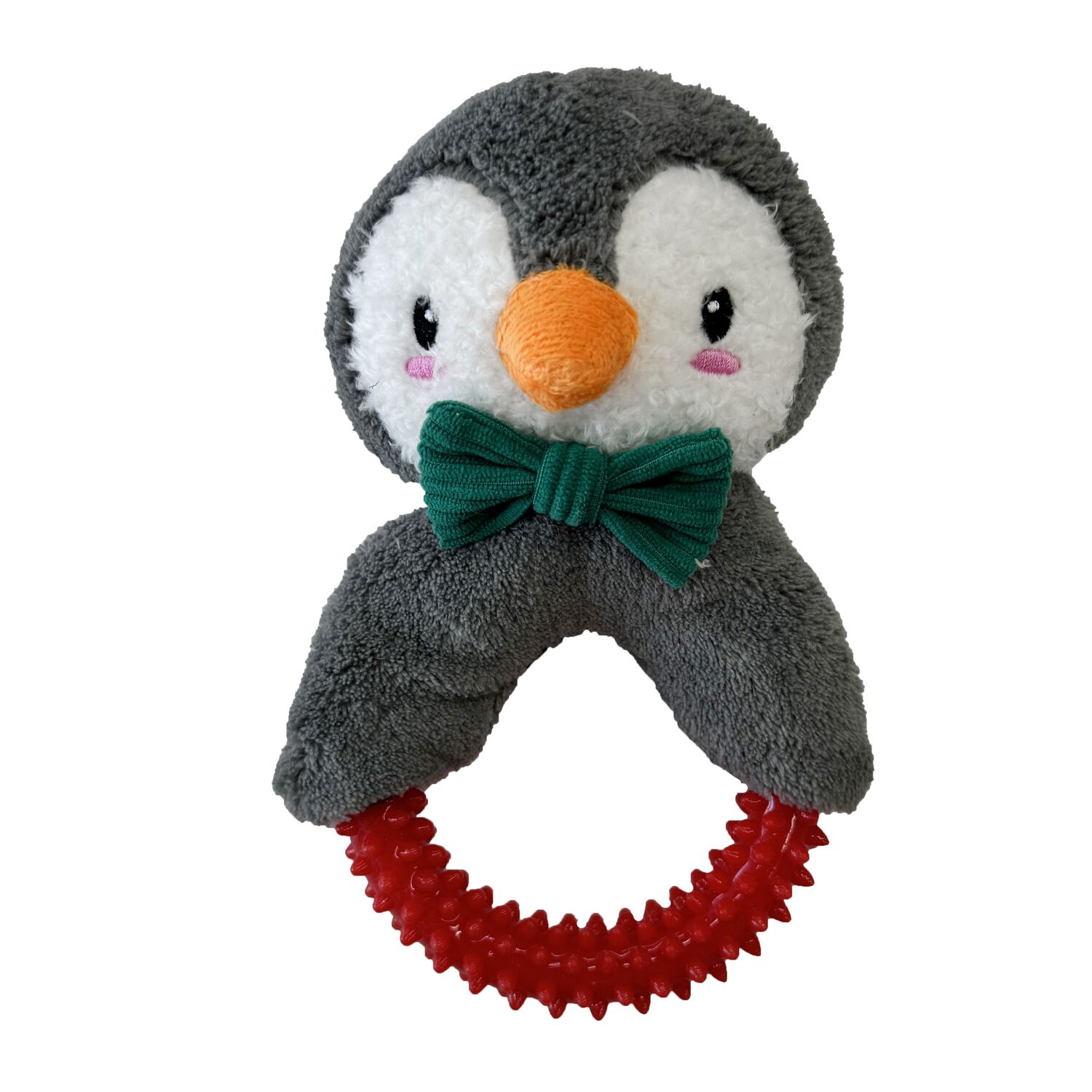 Aristopet Holiday Penguin Spike Ring Teether Squeaky Chew Dog Toy