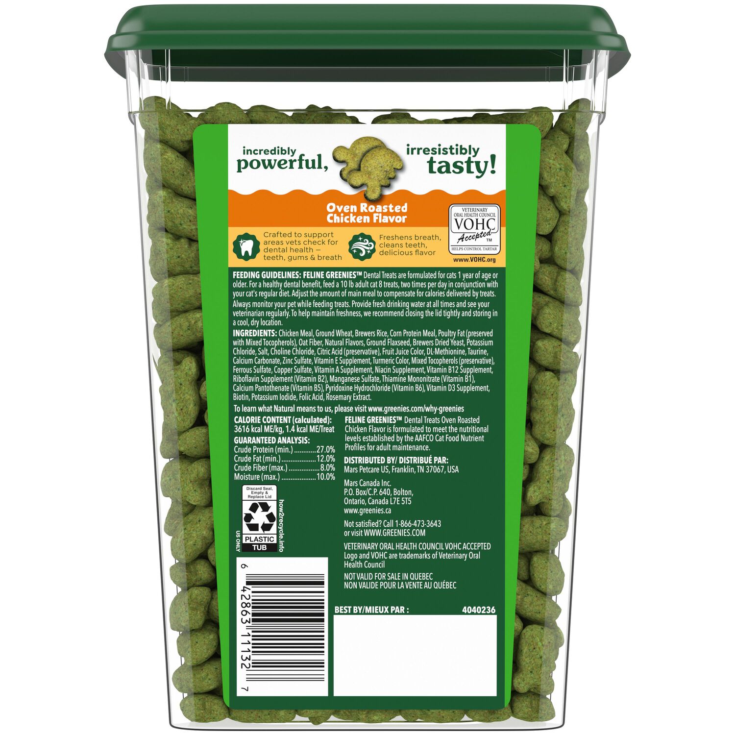 Greenies Feline Natural Oven Roasted Chicken Flavor Dental Cat Treats, 9.75-Oz
