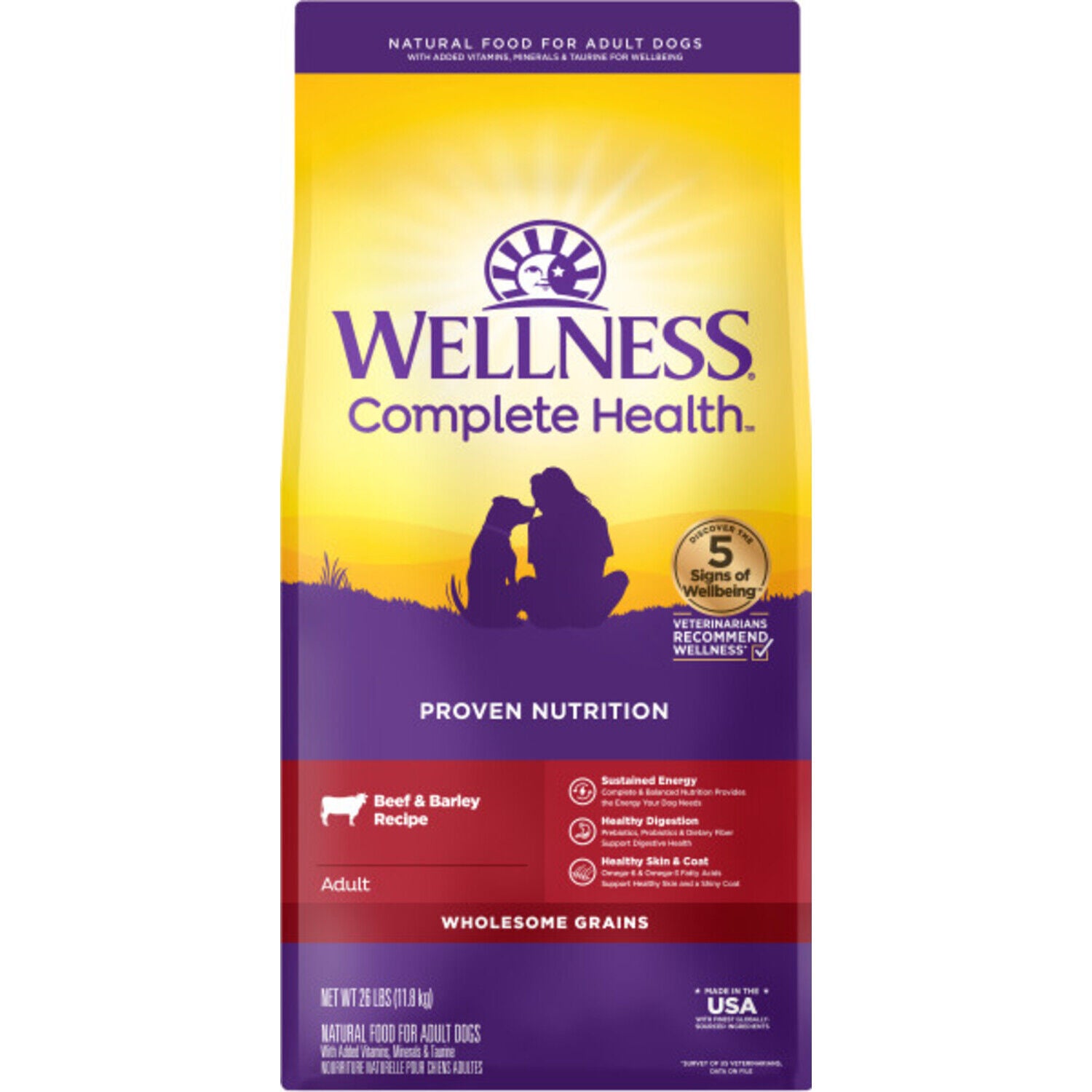 Wellness Complete Health Dry Dog Food With Wholesome Grains, Beef & Barley Recipe