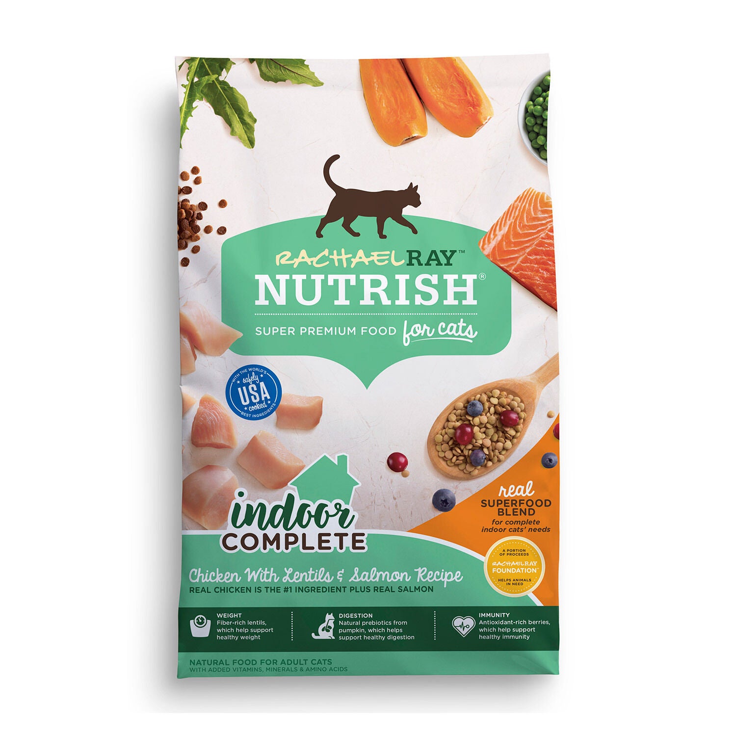 Rachael Ray Nutrish Indoor Complete Dry Cat Food, Chicken & Salmon With Lentils Recipe