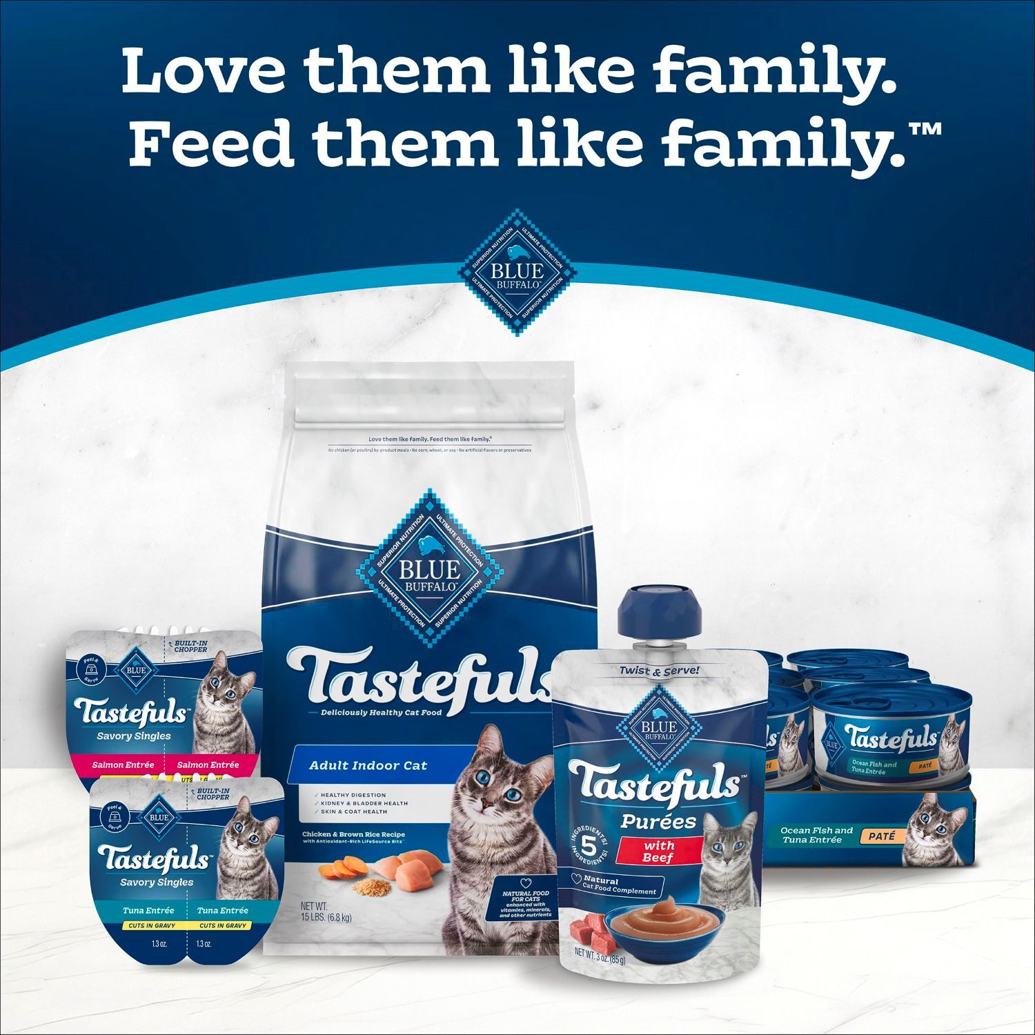 Blue Buffalo Tastefuls Purees Adult Wet Cat Food, Chicken & Tuna Variety Pack, 3-Oz - Pack Of 12