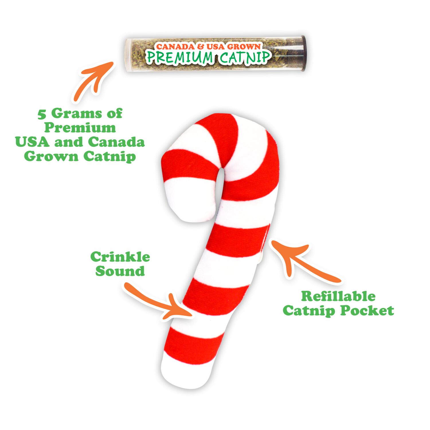 Meowijuana Get Twisted Candy Cane Refillable Catnip Cat Toy