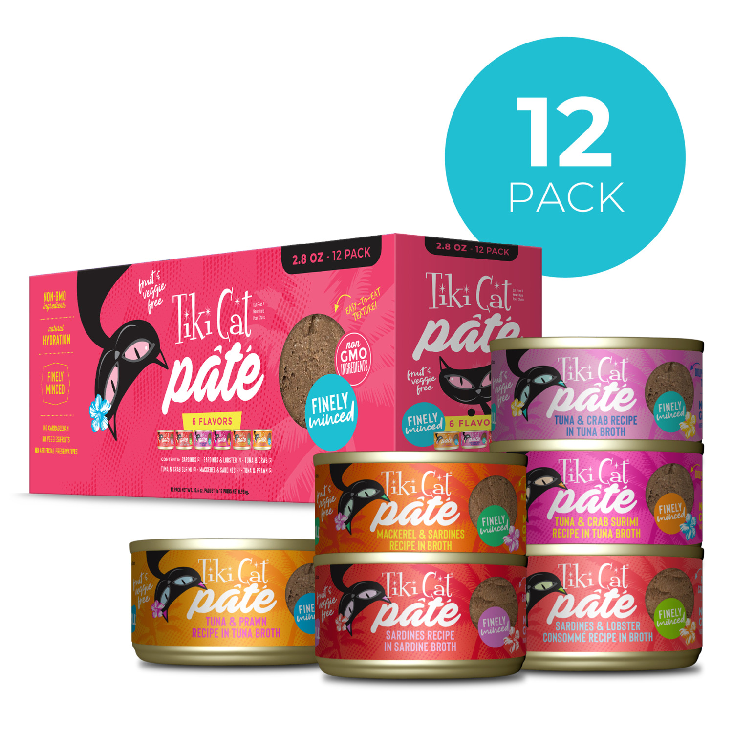 Tiki Cat Grill Pate Wet Cat Food, Variety Pack, 2.8 Oz. Can (12 Count)