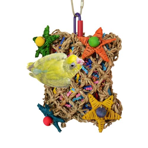 Happy Beaks Extra Large Rainbow Cotton Rope Boing with Bell
