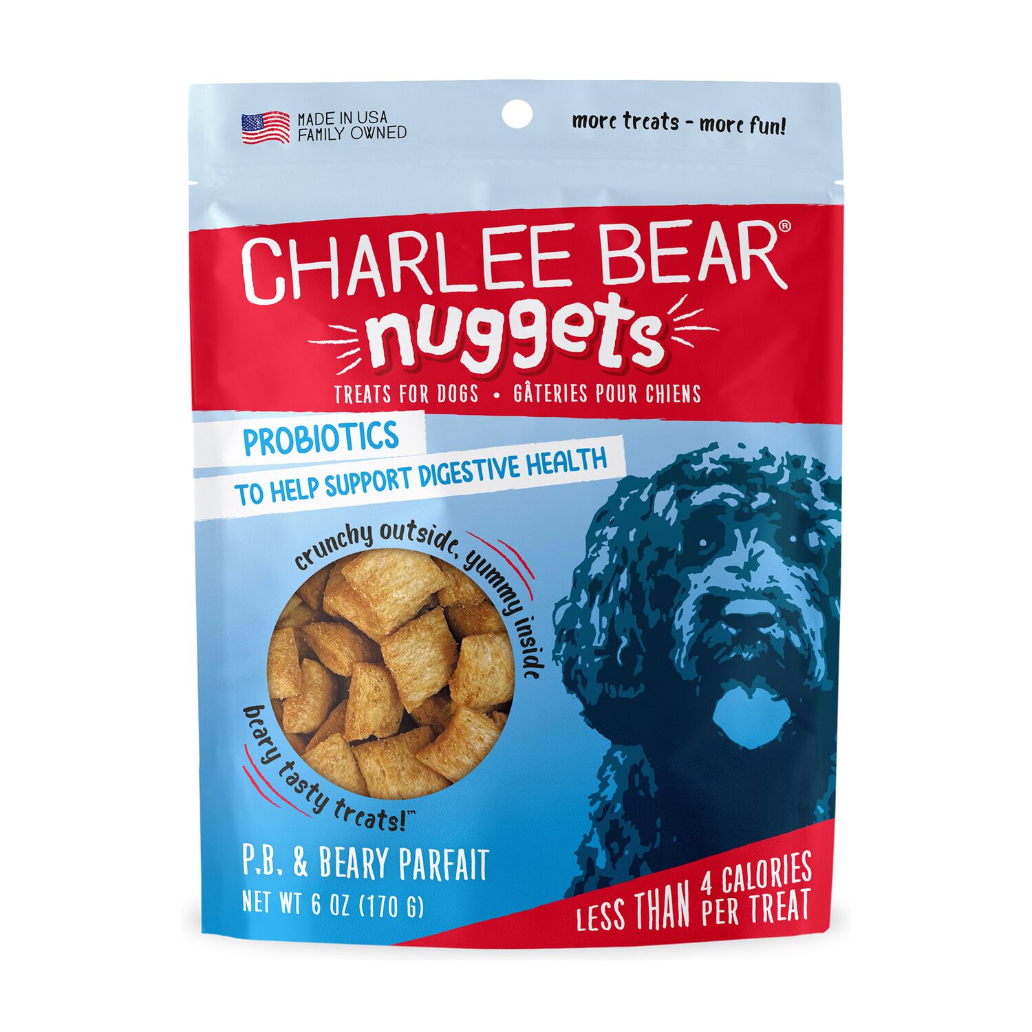 Charlee Bear Nuggets Crunchy Dog Treats, Peanut Butter & Beary Parfait, 6-Oz