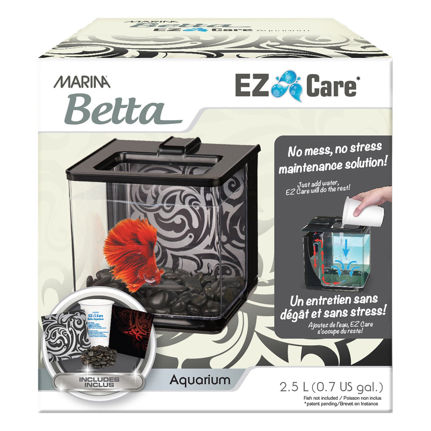 Marina Betta Ez Care Betta Desktop Aquarium Kit 0.7 Gal - Black