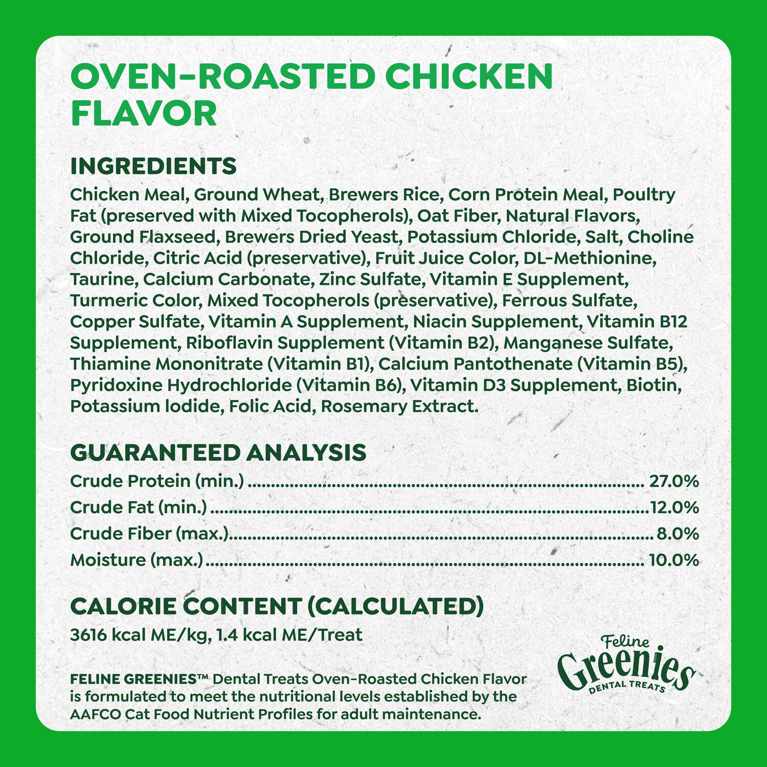 Greenies Feline Natural Oven Roasted Chicken Flavor Dental Cat Treats, 21-Oz