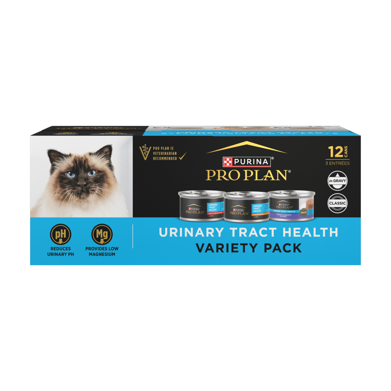 Purina Pro Plan Urinary Tract Health Variety Pack Wet Cat Food, 12 3-Oz  Can - Main Image