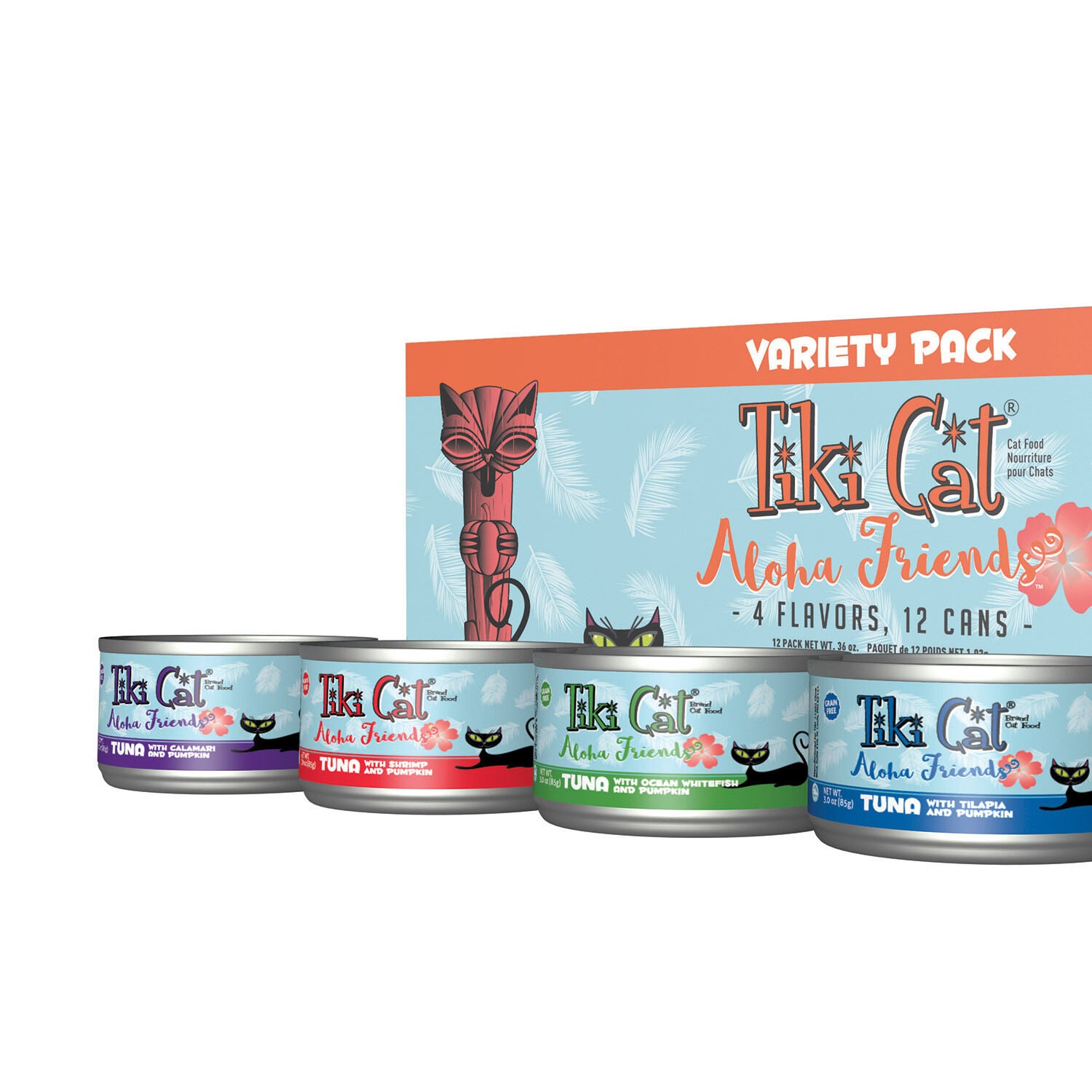 Tiki Cat Aloha Friends Grain Free Wet Cat Food Variety Pack, 12 3oz Cans