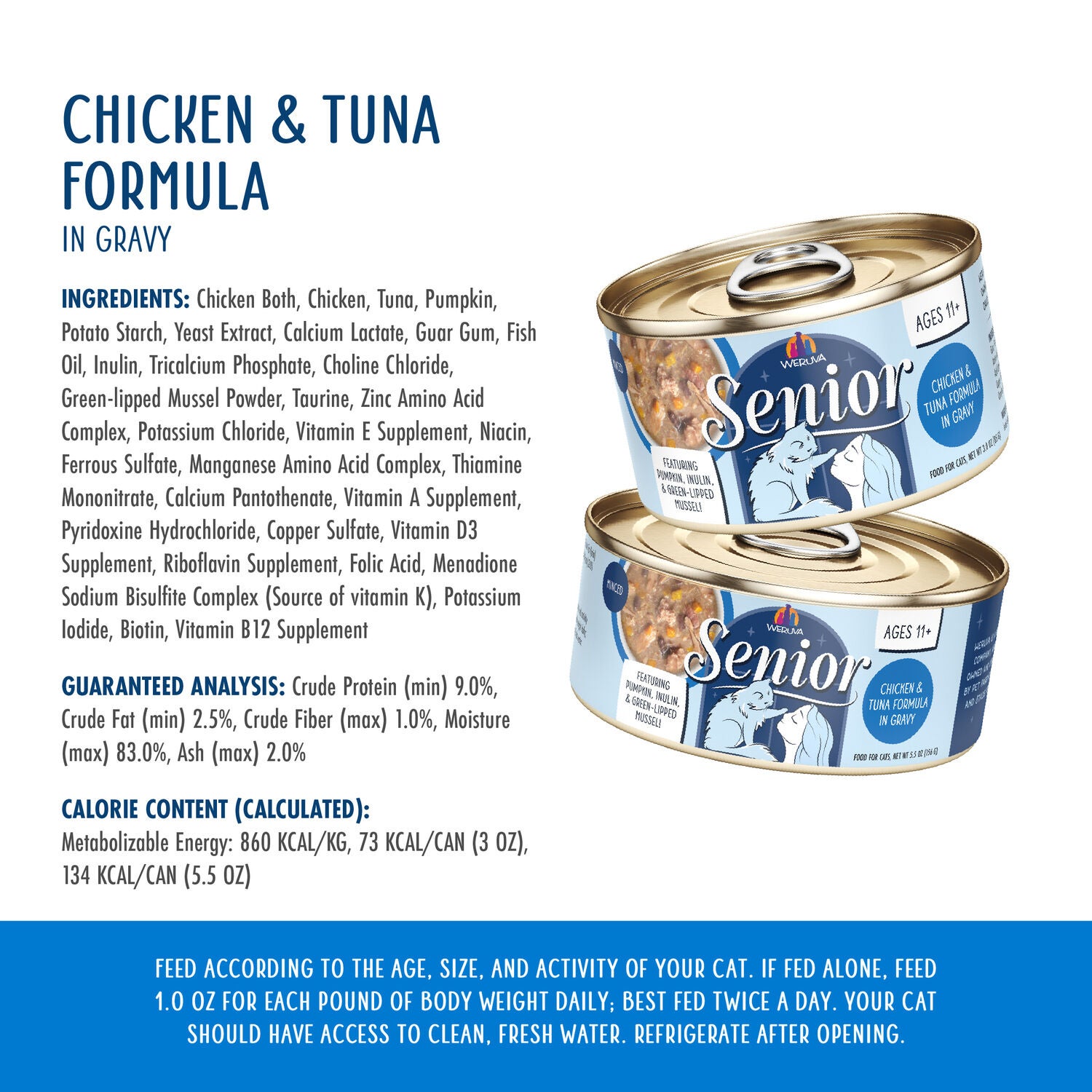 Weruva Cat Senior Chicken & Tuna Formula In Gravy Wet Cat Food, 3-Oz Can Pack Of 12
