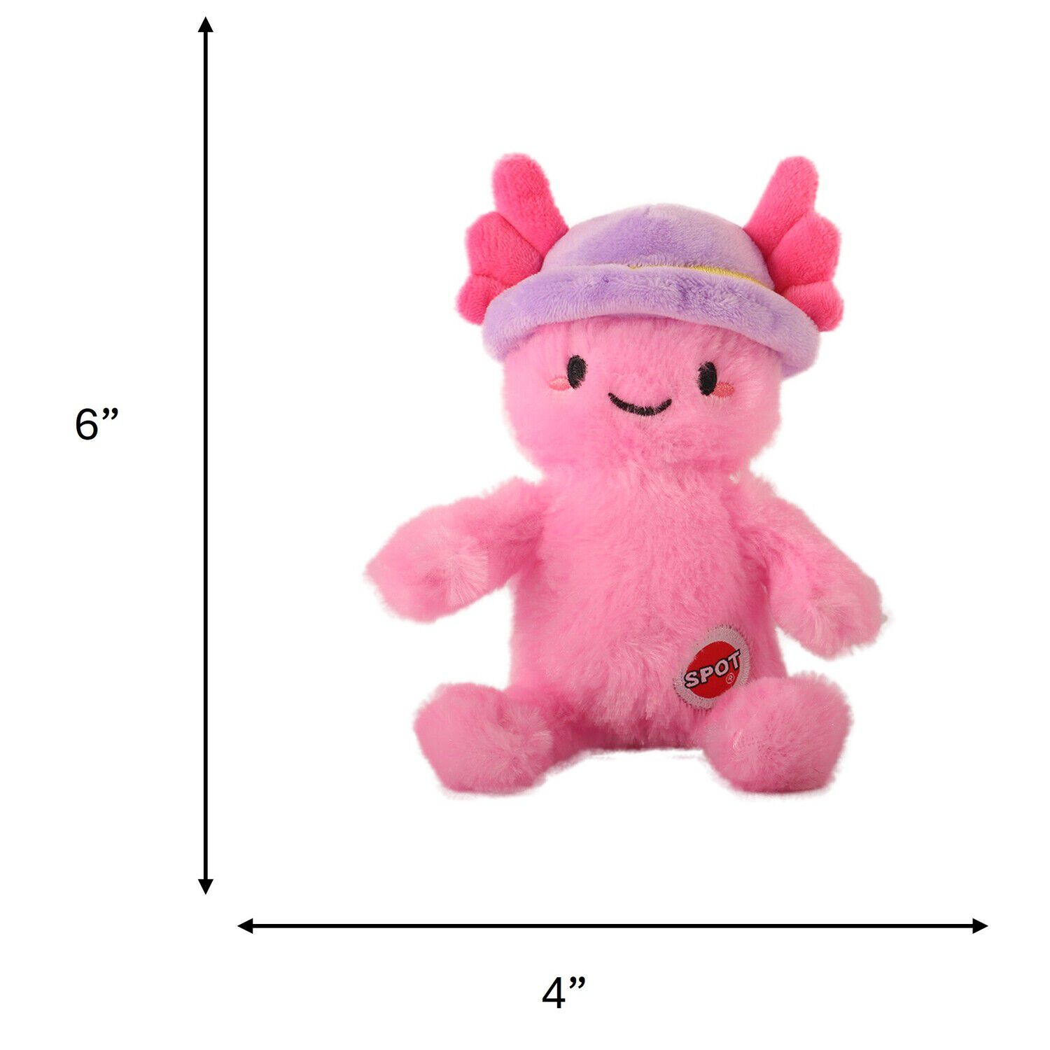 Spot Axolotl With Hat Plush Squeaky Dog Toy, 6" - Assorted