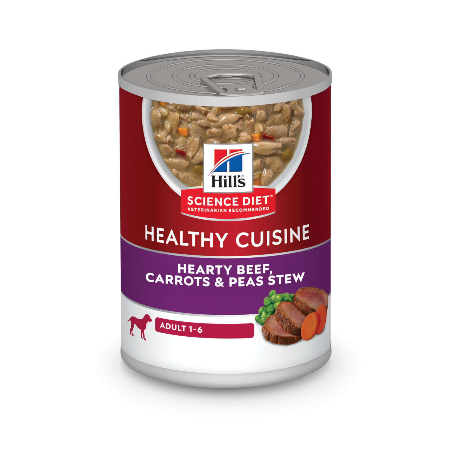 Hill's Science Diet Adult Healthy Cuisine Wet Dog Food, Hearty Beef, Carrots & Peas Stew, 12.5-Oz Can