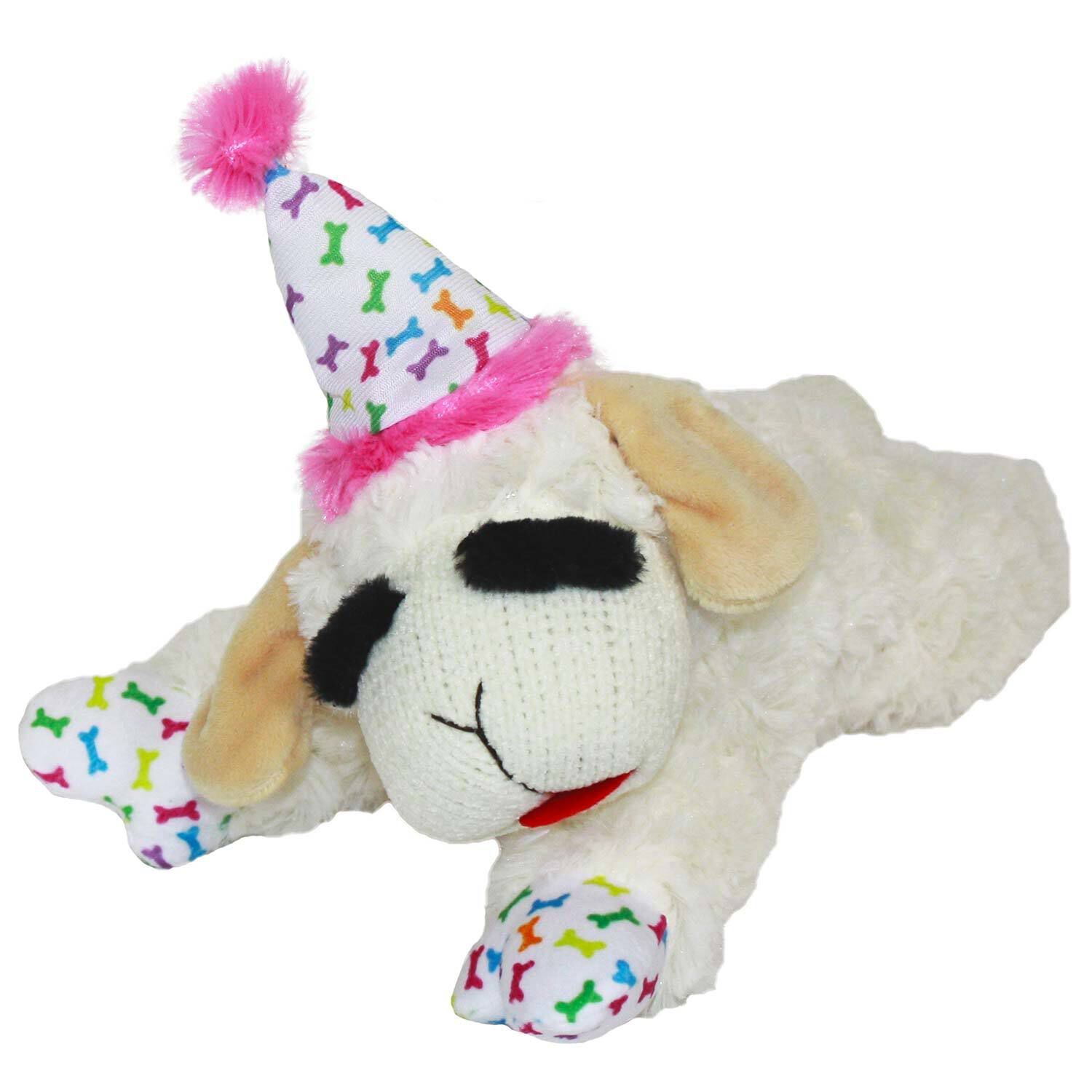 Lamb Chop Birthday Dog Toy Pink 10.5in Pet Supermarket