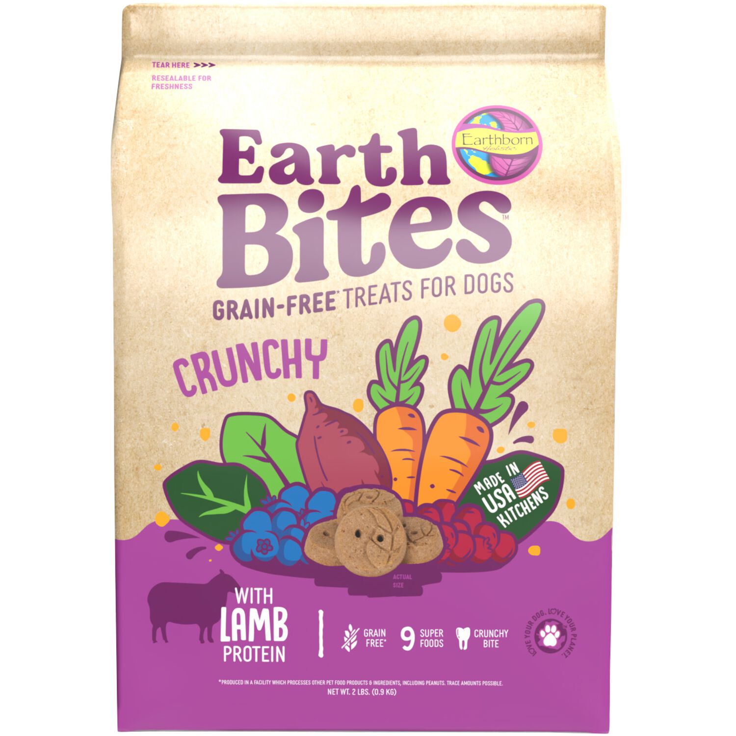 Earthborn Holistic Earthbites Lamb Grain-Free Crunchy Dog Treats, 2-Lb