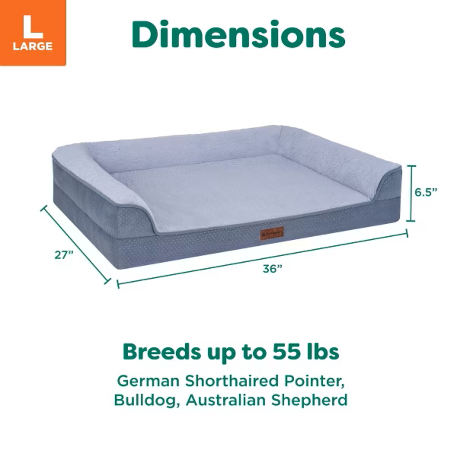 Furhaven Plush & Embossed Velvet Dreamer Sofa Orthopedic Foam Dog Bed, Steel Blue, Large