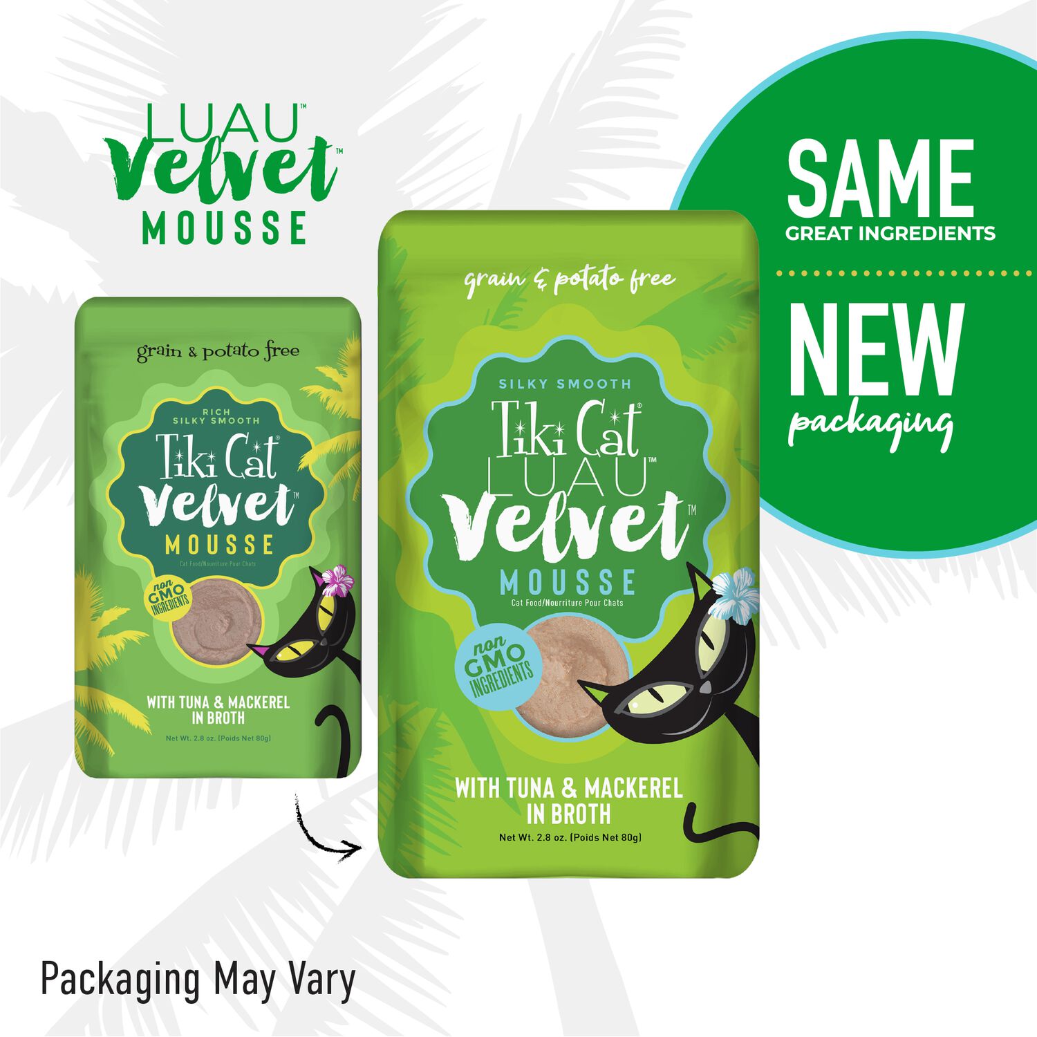 Tiki Cat Luau Velvet Mousse Wet Cat Food, Tuna & Mackerel, 2.8-Oz Pouch