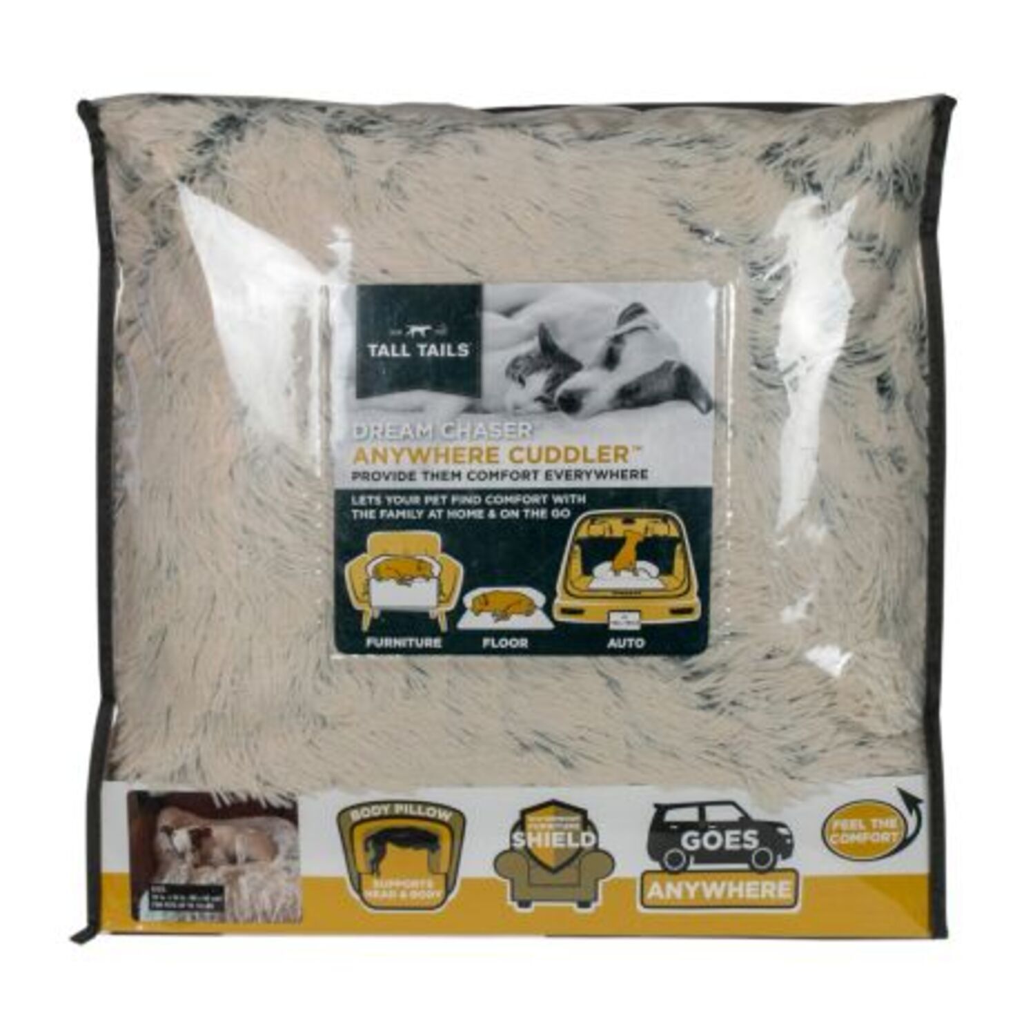 Tall Tails Anywhere Cuddler Waterproof Bolster Dog Bed, 34" - Khaki
