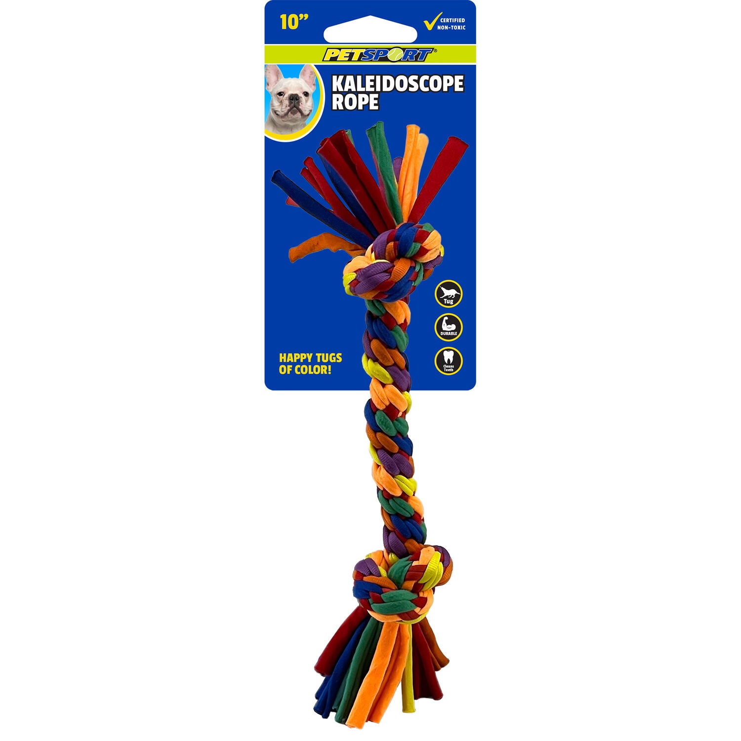 Petsport Kaleidoscope Rope With 2 Knots Durable Dog Toy, 10"