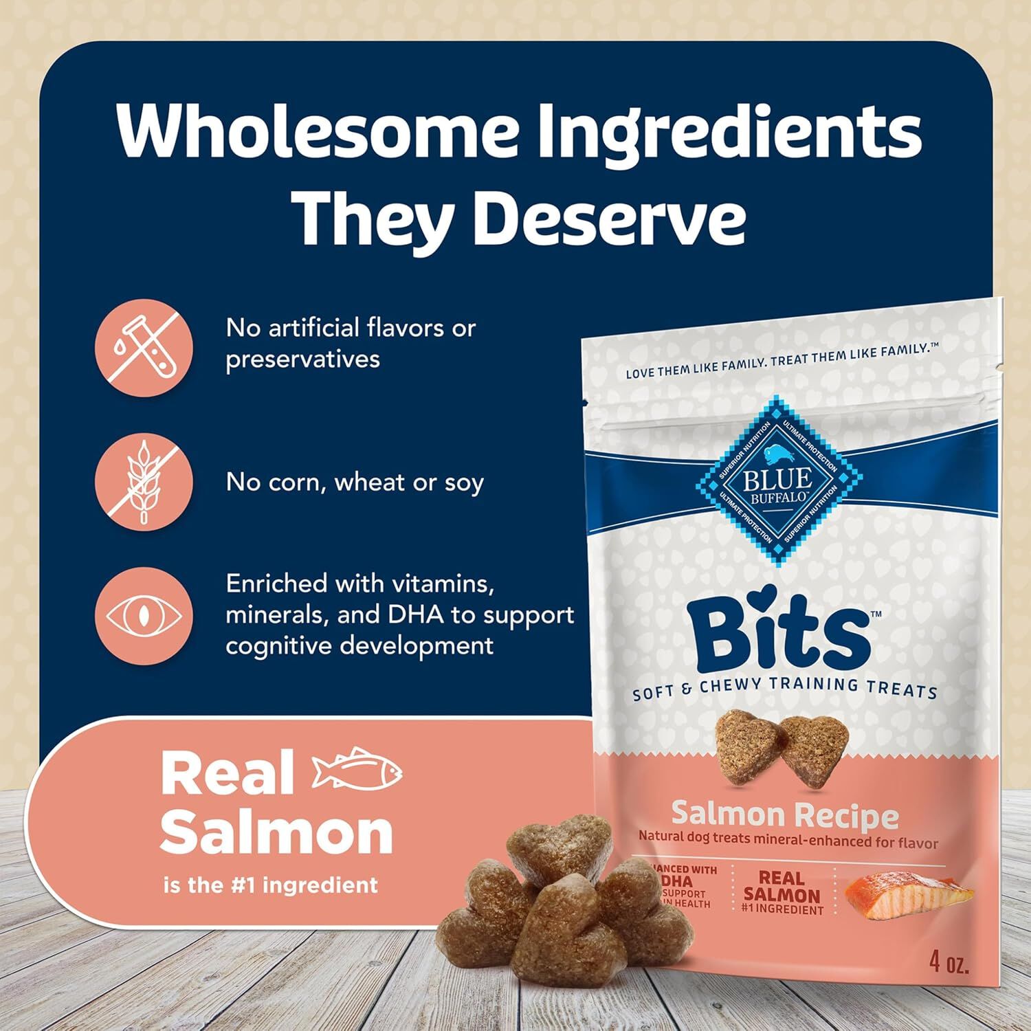 Blue Buffalo Blue Bits Soft-Moist Training Savory Salmon Recipe Dog Treats, 4-Oz