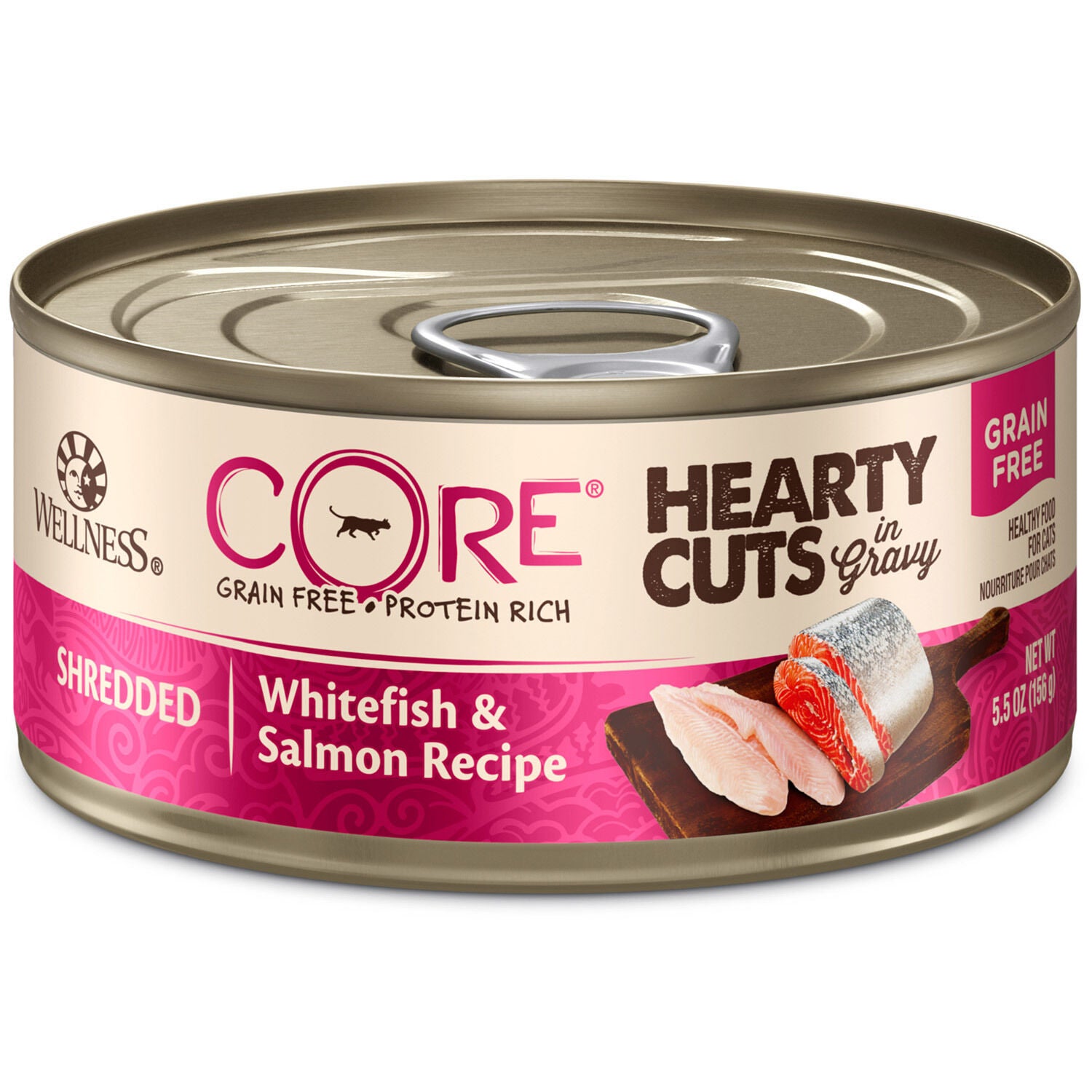 Wellness Core Hearty Cuts Natural Grain Free Whitefish & Salmon Recipe Wet Cat Food