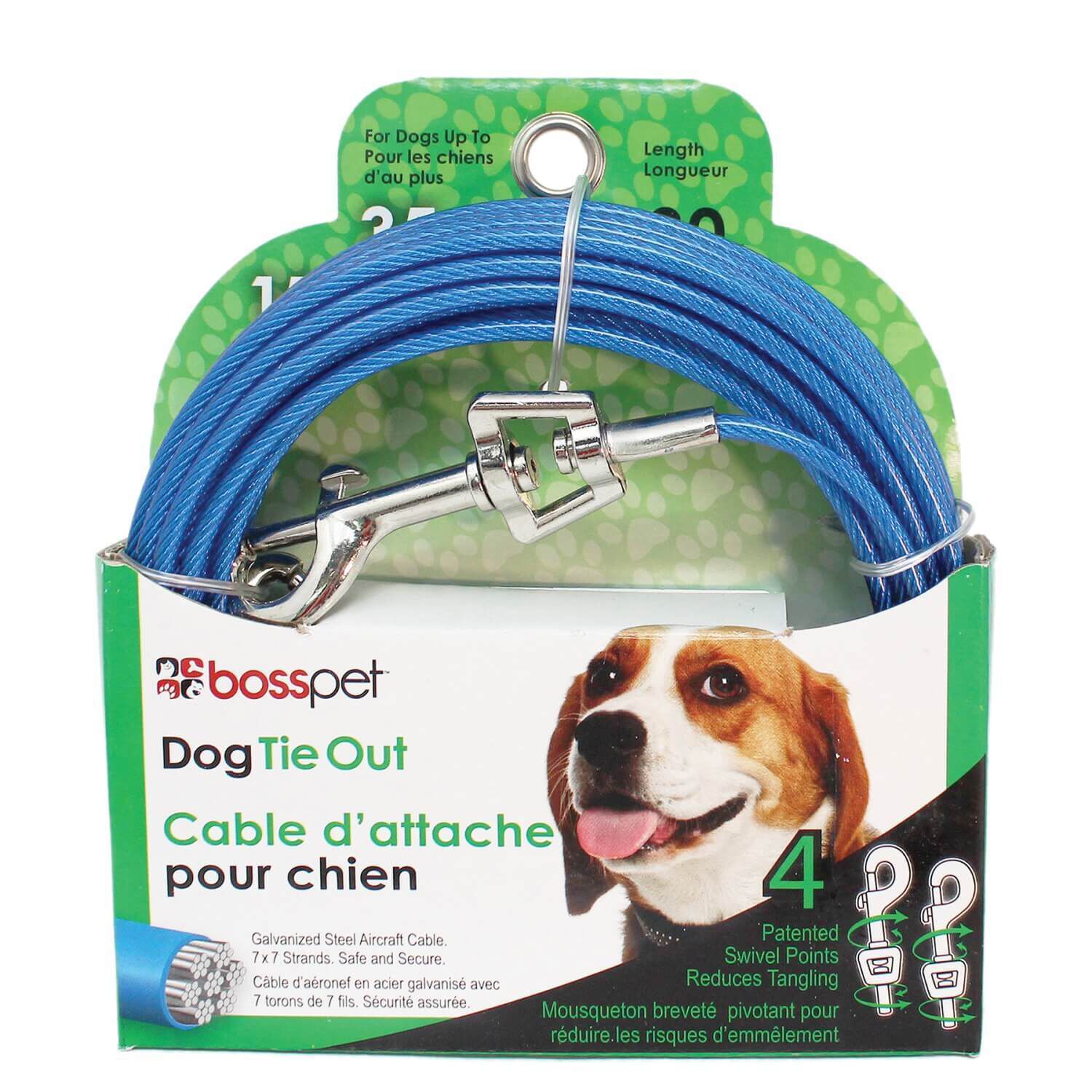 Boss Pet Dog Tie-Out Cable For Medium Dogs Up To 35 Lbs