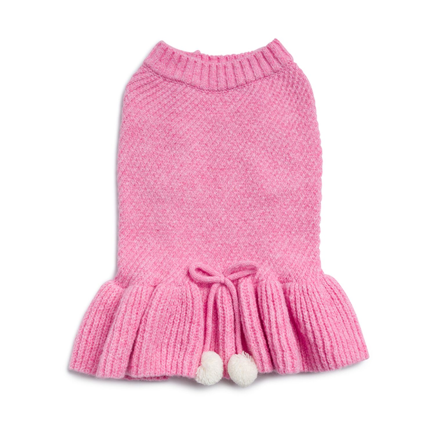 Aristopet Pink Pom Pom Knit Sweater Dog Dress, Pink, Large