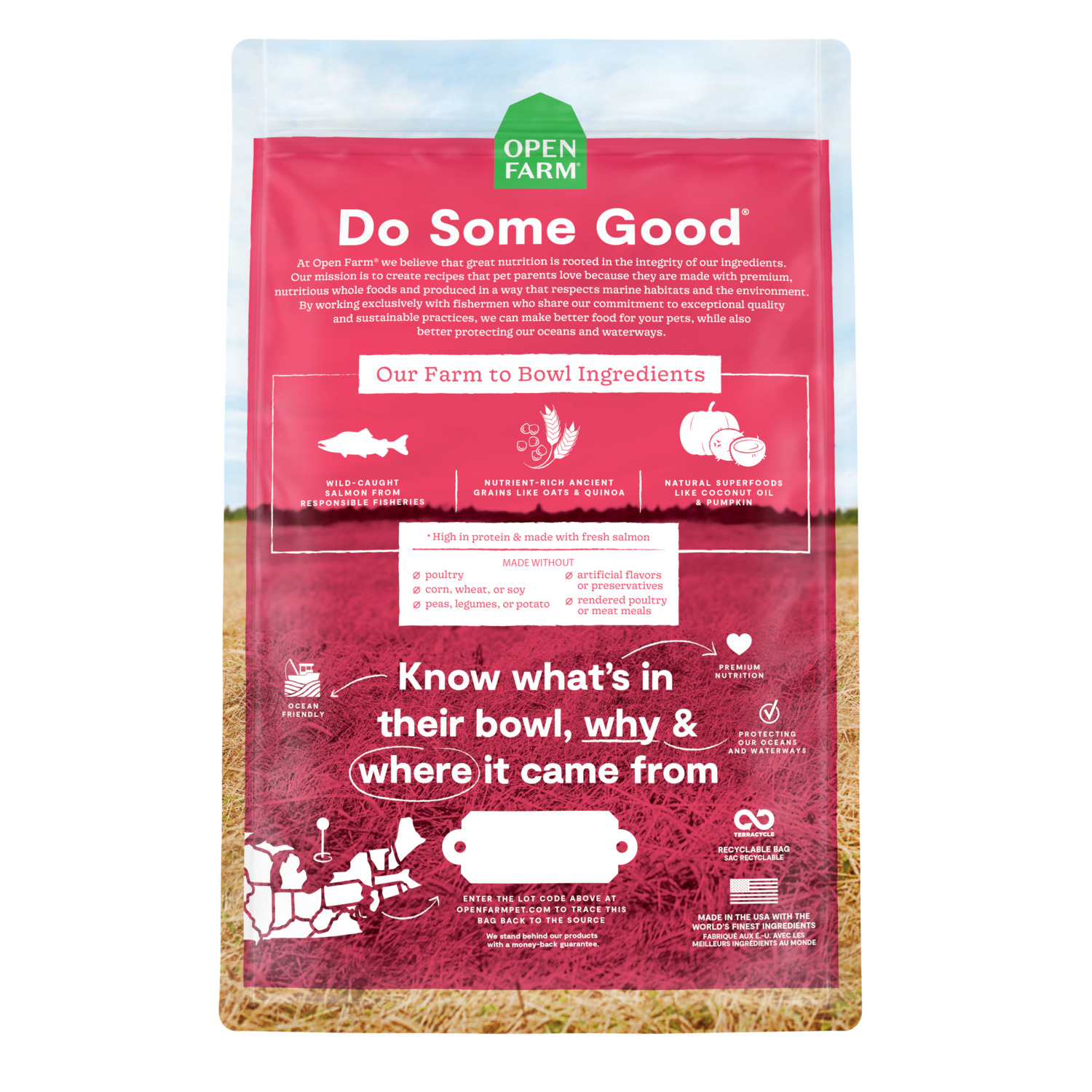 Open Farm Wild Salmon And Ancient Grains Kibble Dry Dog Food, 22Lb