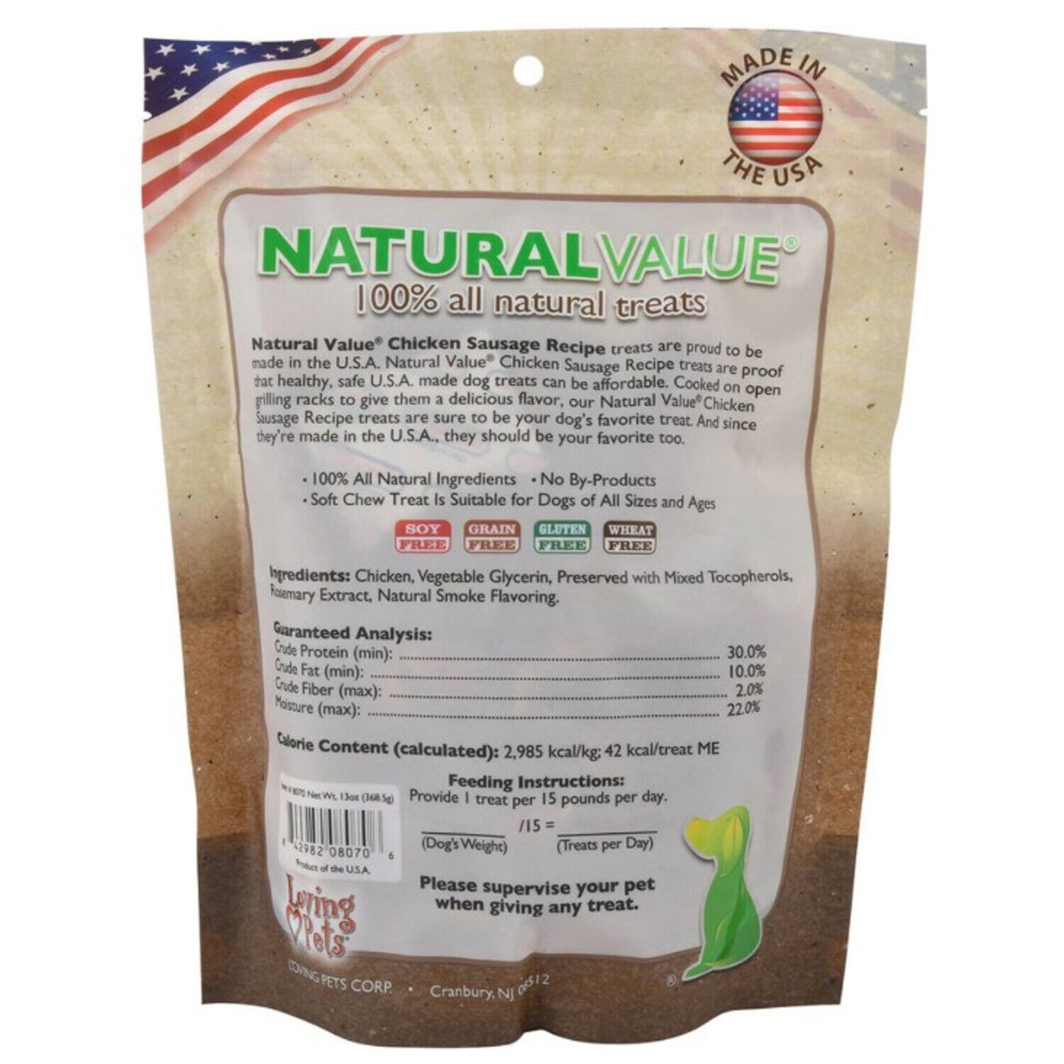 Loving Pets Natural Value Soft Chicken Sausage Dog Treats
