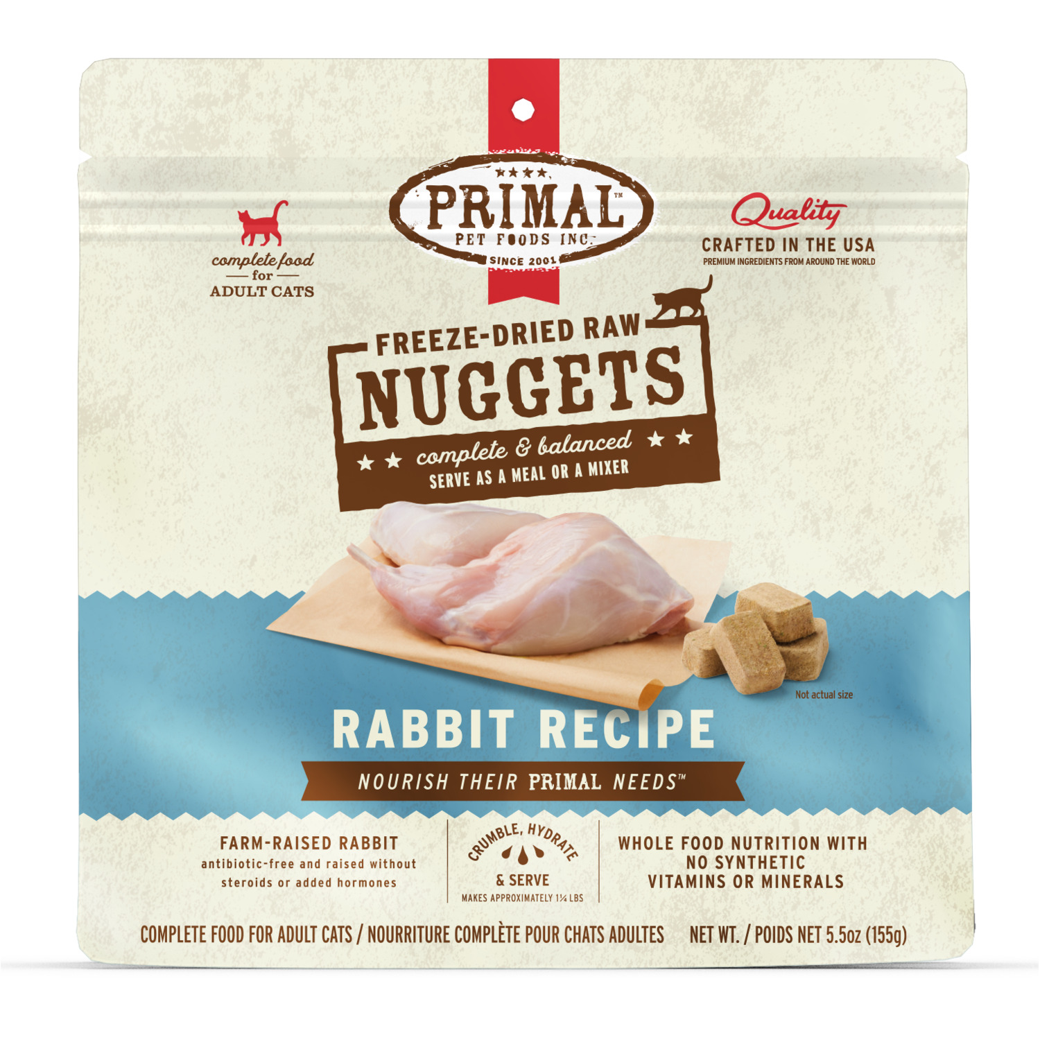 Primal Freeze Dried Raw Nuggets Cat Food, Rabbit Formula