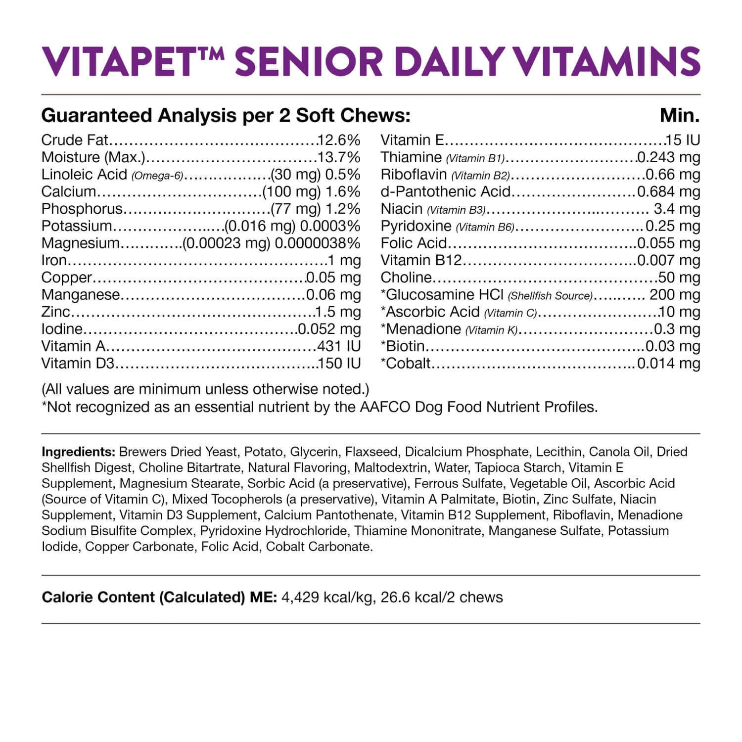 Naturvet Vitapet Senior Daily Vitamins Plus Glucosamine Soft Chews For Dogs