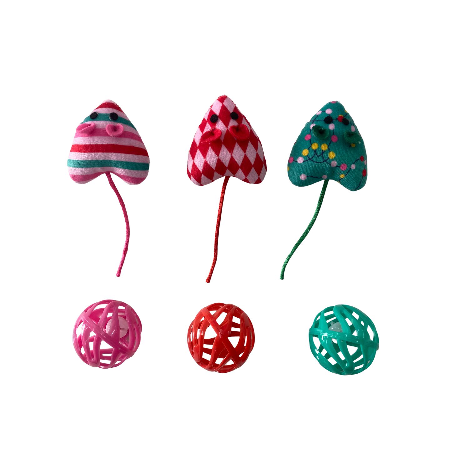 Aristopet Holiday Mouse & Ball Catnip Filled Cat Toy Set, 6‑Pack