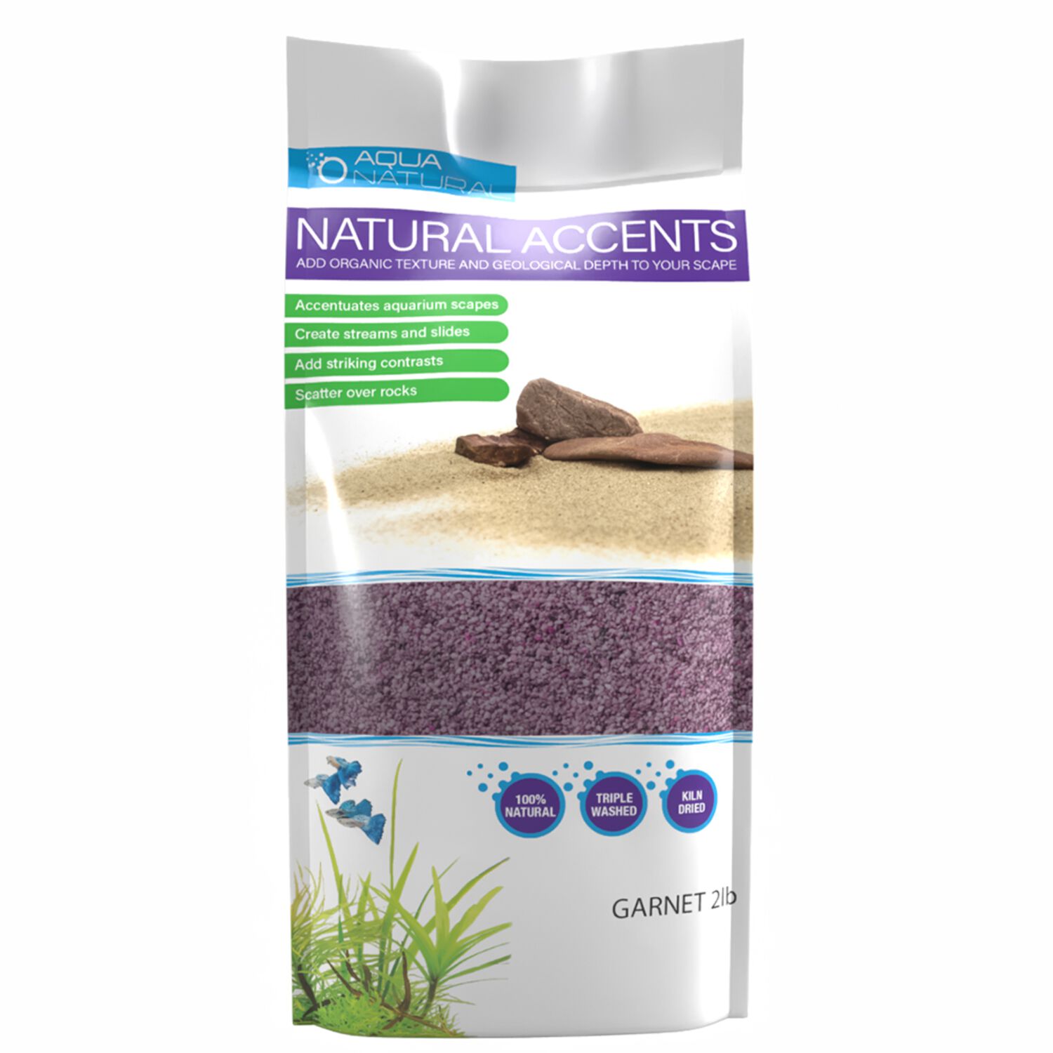 Aqua Natural Iwagumi Garnet Accent Sand Fish Aquarium Substrate, 2-Lb Bag