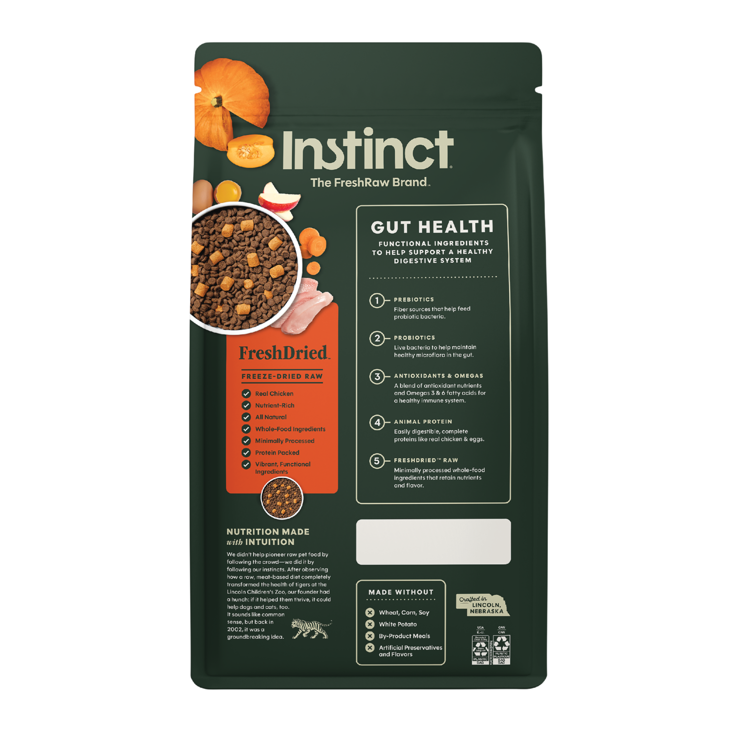 Instinct Raw Boost Gut Health Adult Dry Dog Food, Grain-Free Chicken Recipe, 3.5-Lb