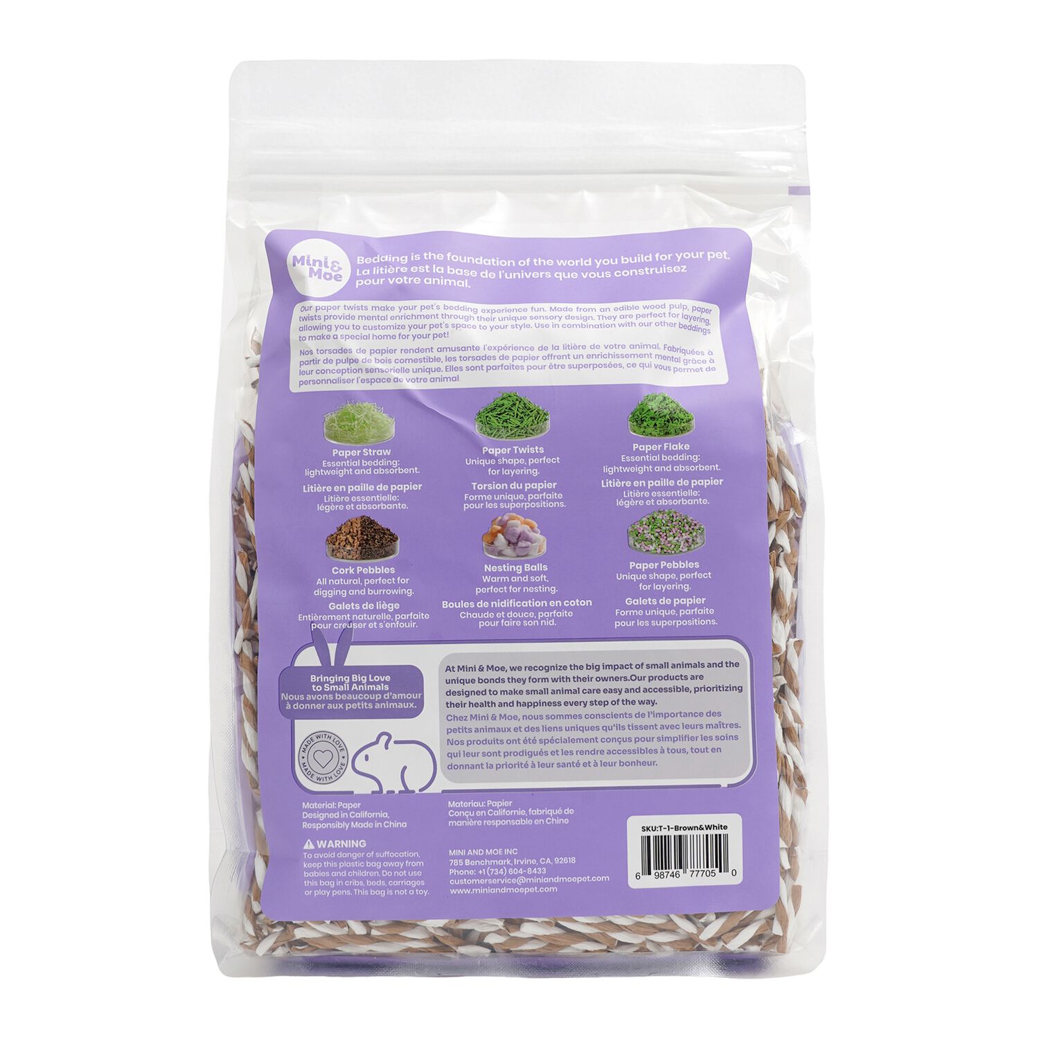Mini & Moe Paper Twist Small Animal Bedding, Brown/White, 56-Liter Bag