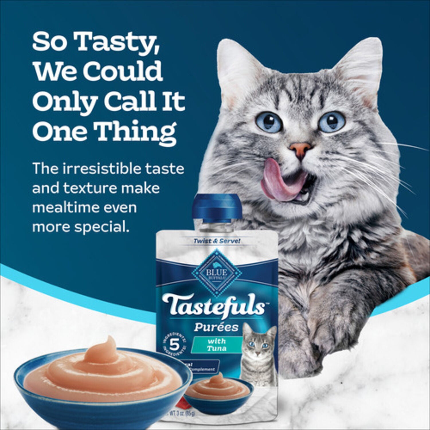 Blue Buffalo Blue Tastefuls Tuna Adult Cat Natural Puree, 3-Oz