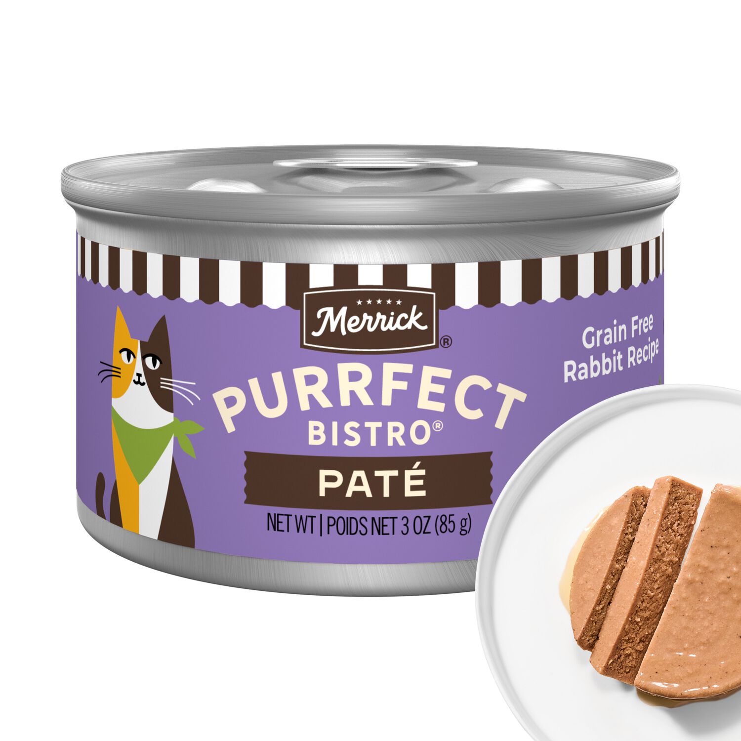 Merrick Purrfect Bistro Grain-Free Wet Cat Food, Rabbit Pate Recipe, 3-Oz Can