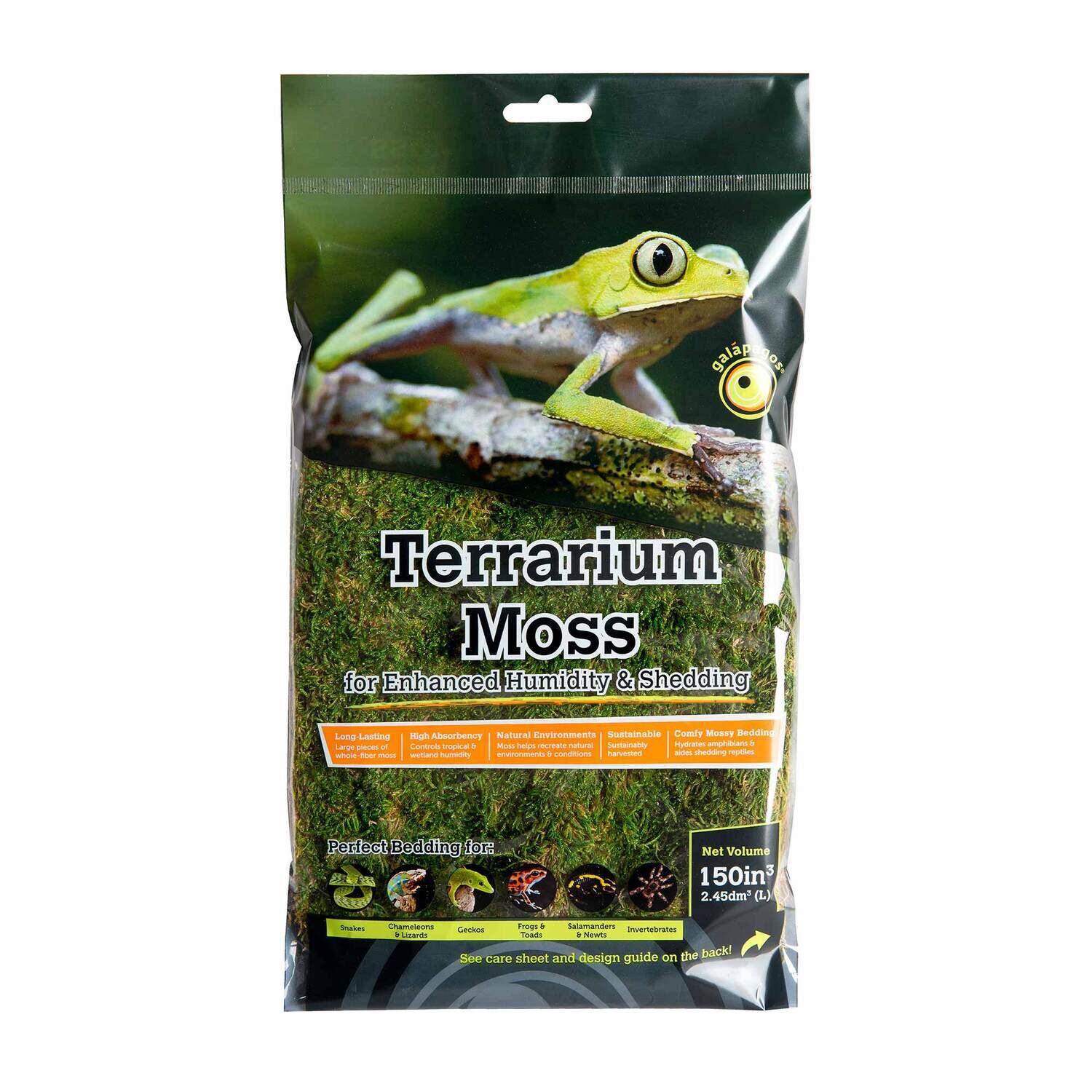 Gal&aacute;pagos Terrarium Moss Substrate, Sheet Moss, 150In 3 Header Bag