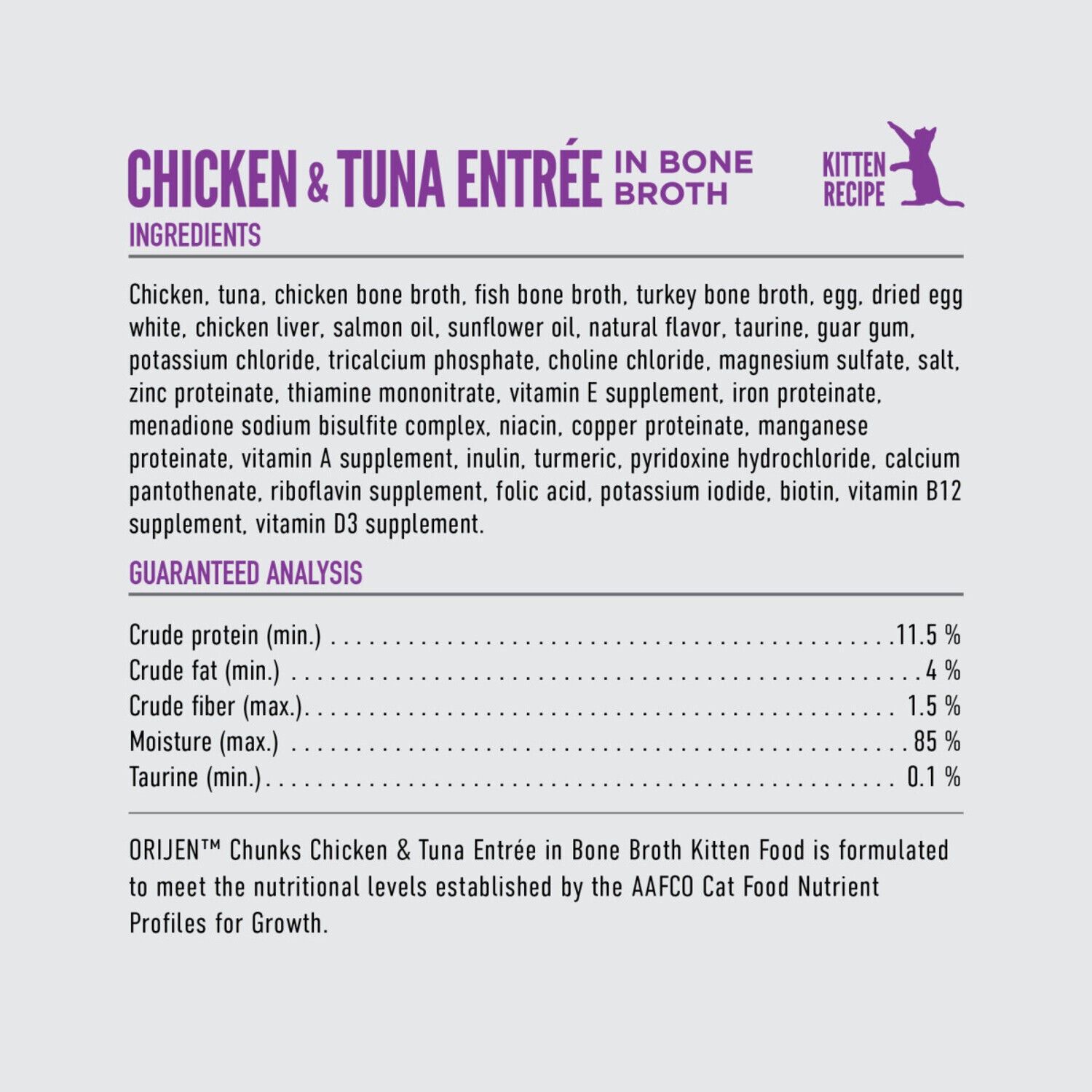 Orijen Chunks & Shreds Wet Cat Food, Chicken & Tuna Kitten Entree, 5.5-Oz