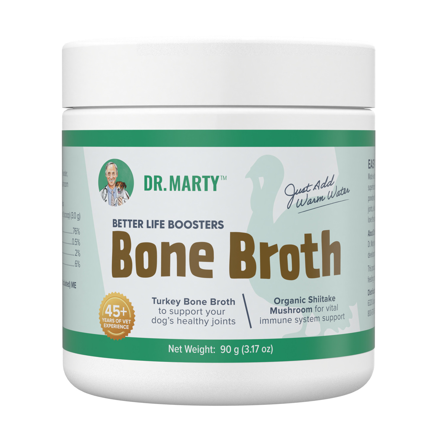Dr. Marty Better Life Boosters Dehydrated Turkey Bone Broth Supplement Dog Food Topper