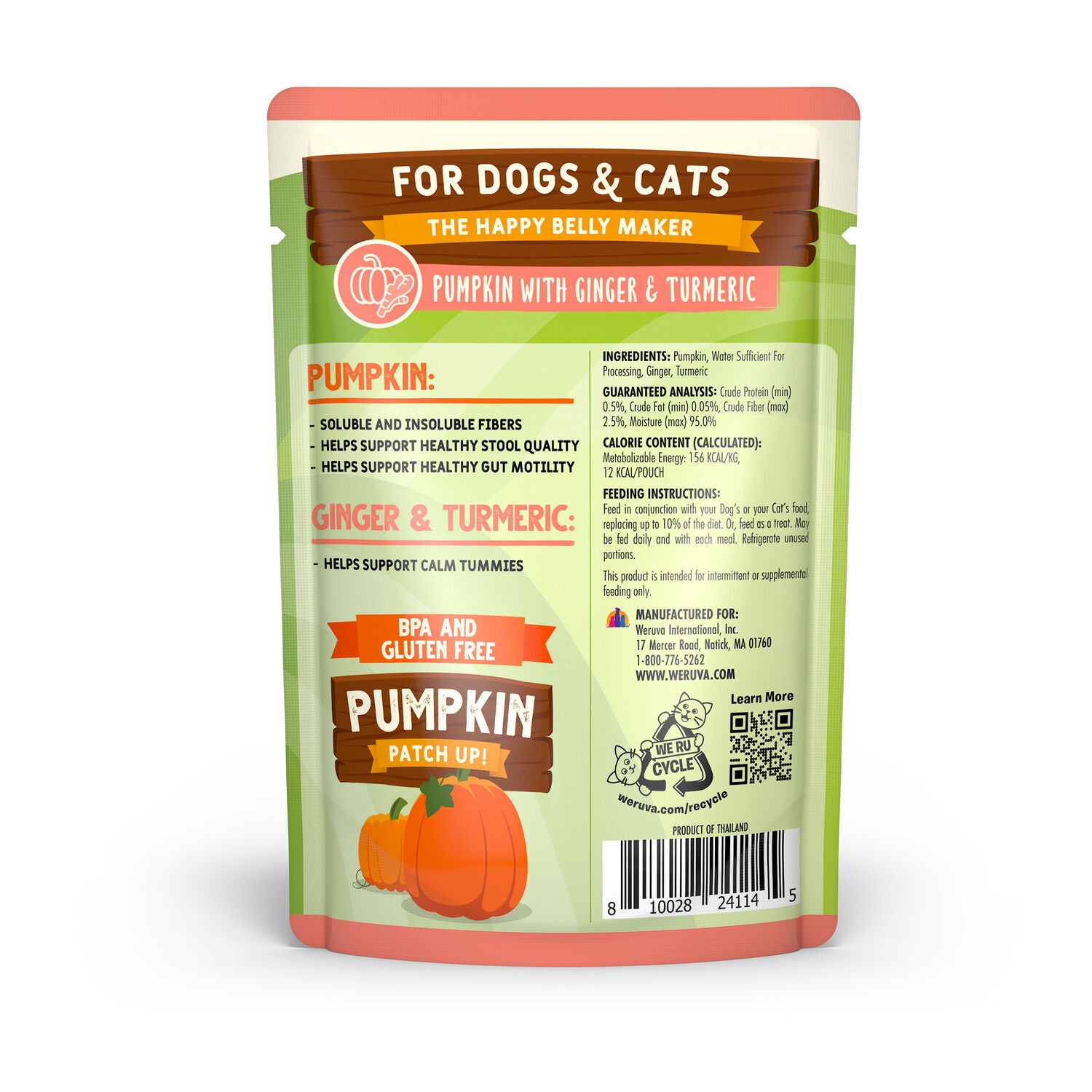 Weruva Pumpkin Patch Up Pumpkin With Ginger & Turmeric Wet Dog & Cat Food Topper, 2.8-Oz Pack Of 12