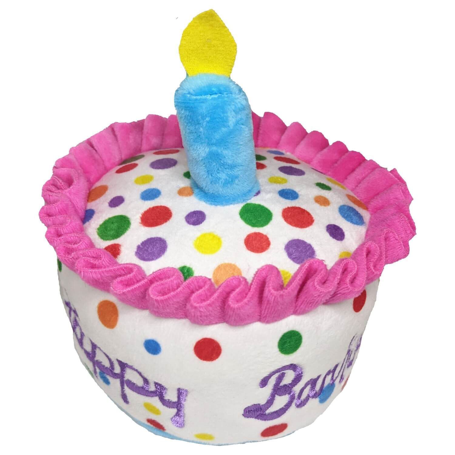 Huxley & Kent Happy Barkday Power Plush Cake Dog Toy