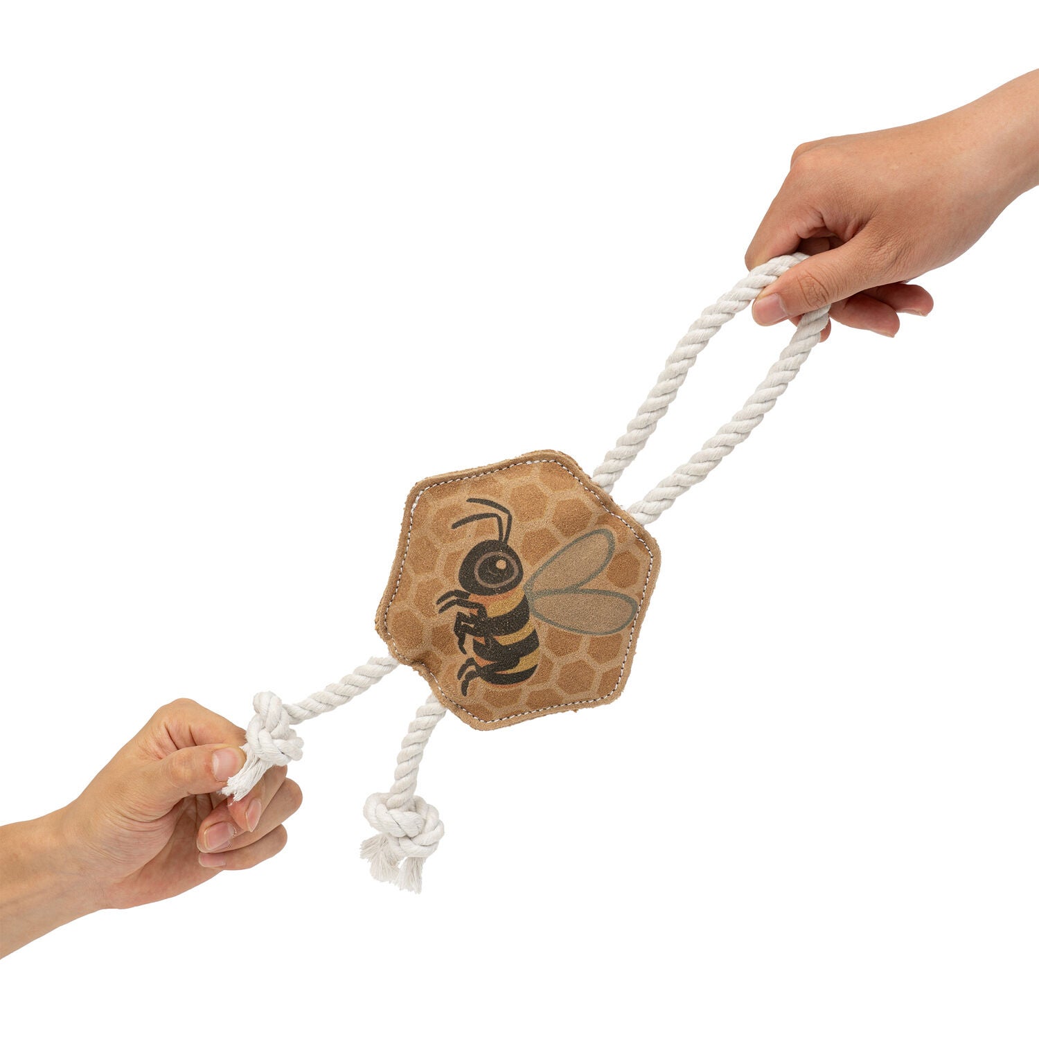 Territory Natural Leather Color Bee Dog Tug Toy