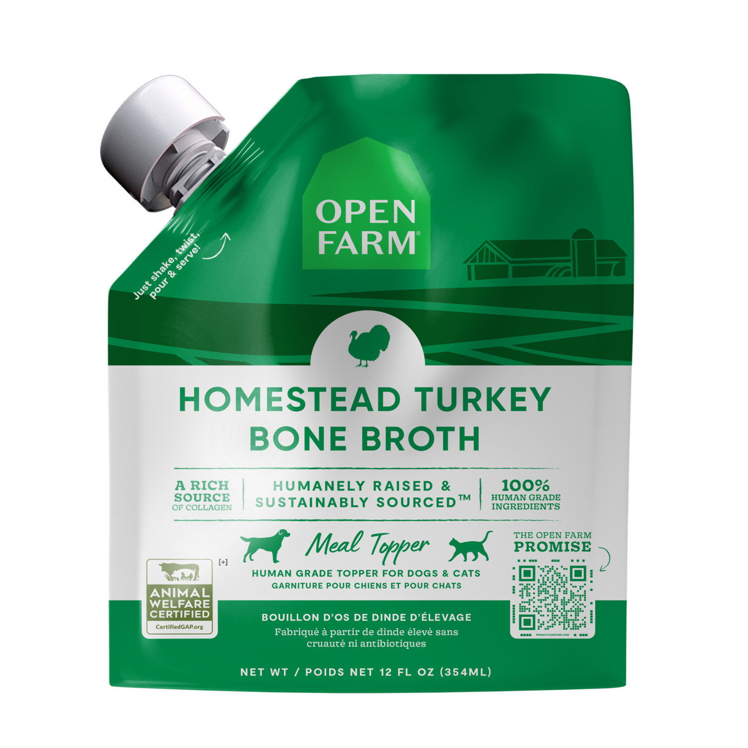 Open Farm Homestead Turkey Bone Broth Dog & Cat Meal Topper