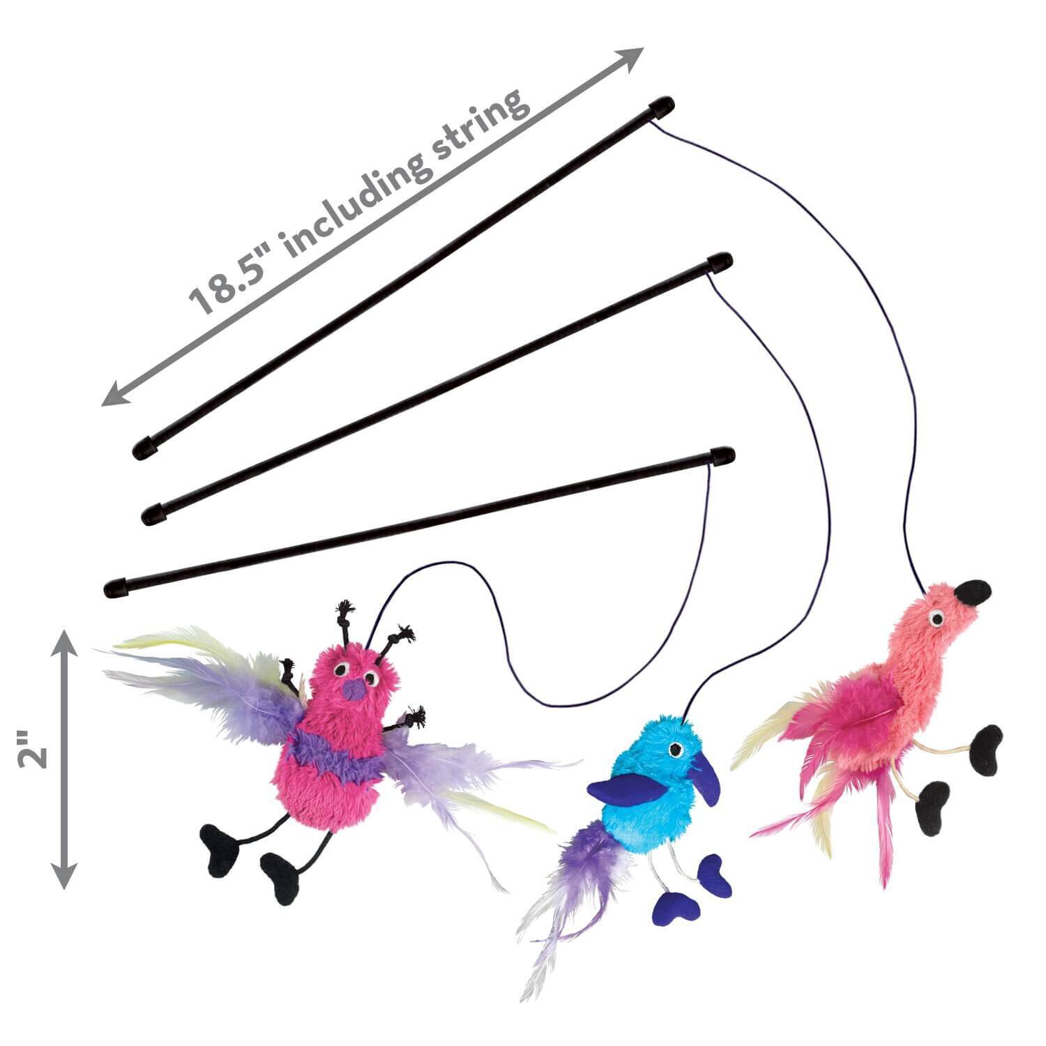 Kong Teaser Feather Cat Teaser & Wand Cat Toy - Assorted