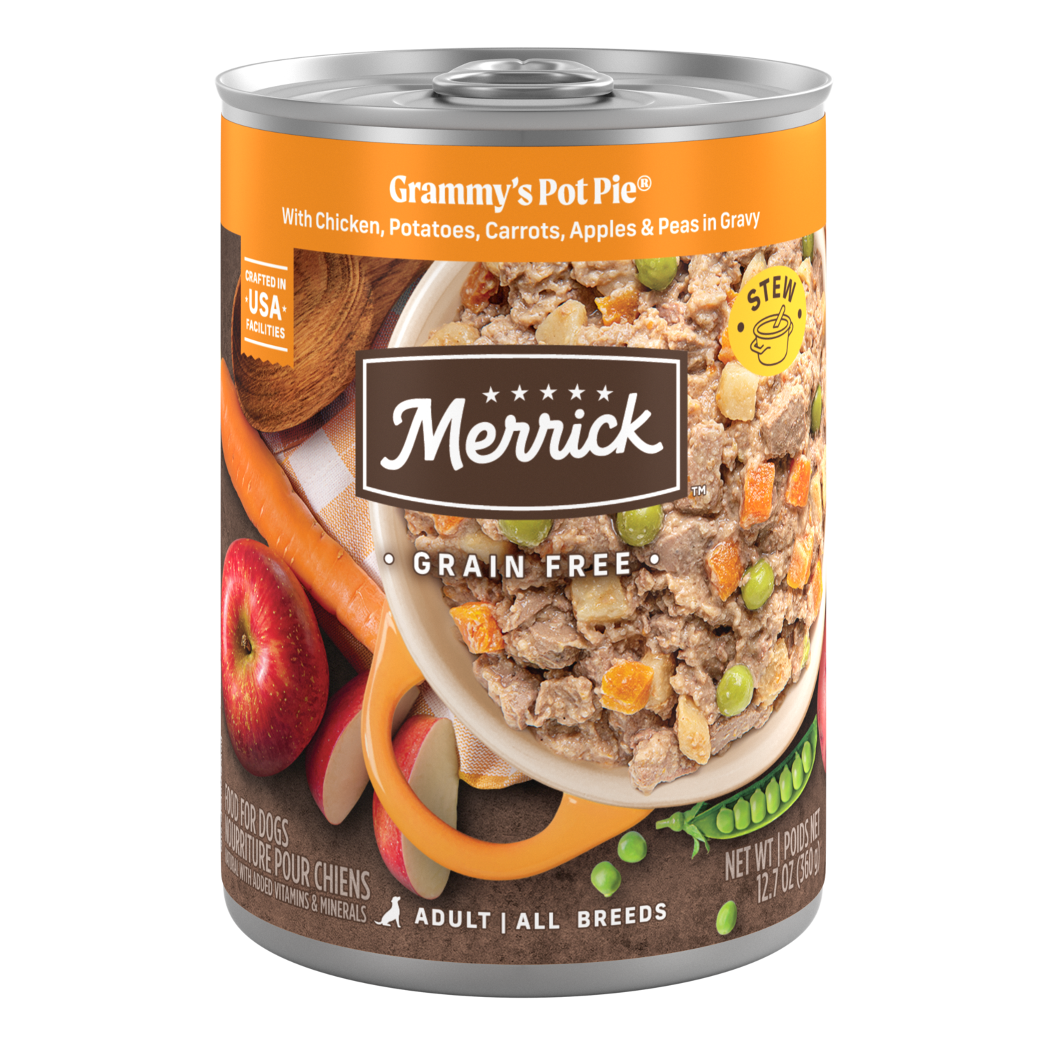 Merrick Grain-Free Premium And Wholesome Gluten Free Canned Adult Dog Food, Grammy&rsquo;S Pot Pie Receipe, 12.7-Oz Can