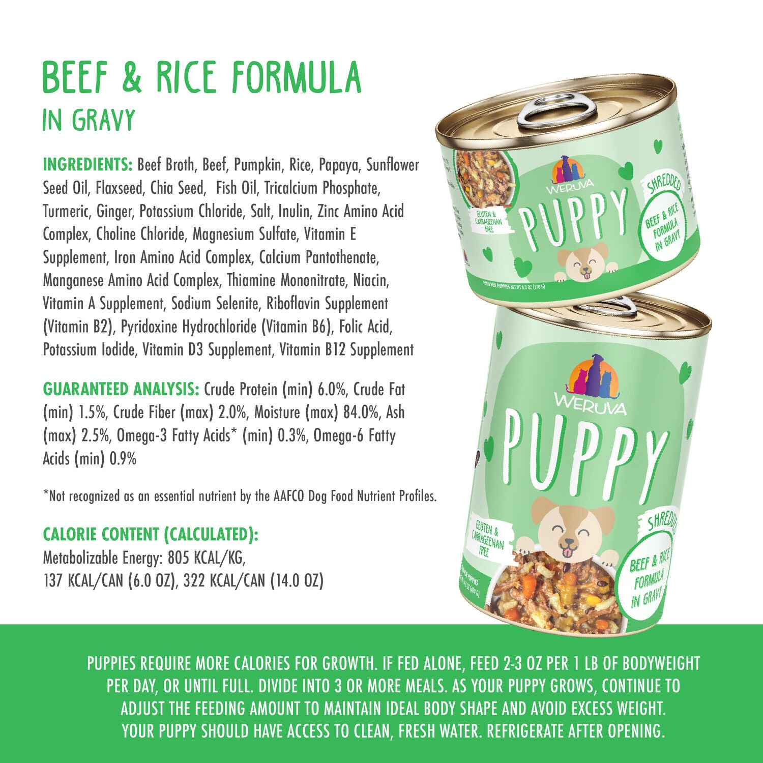 Weruva Puppy Beef & Rice In Gravy Wet Dog Food, 6-Oz