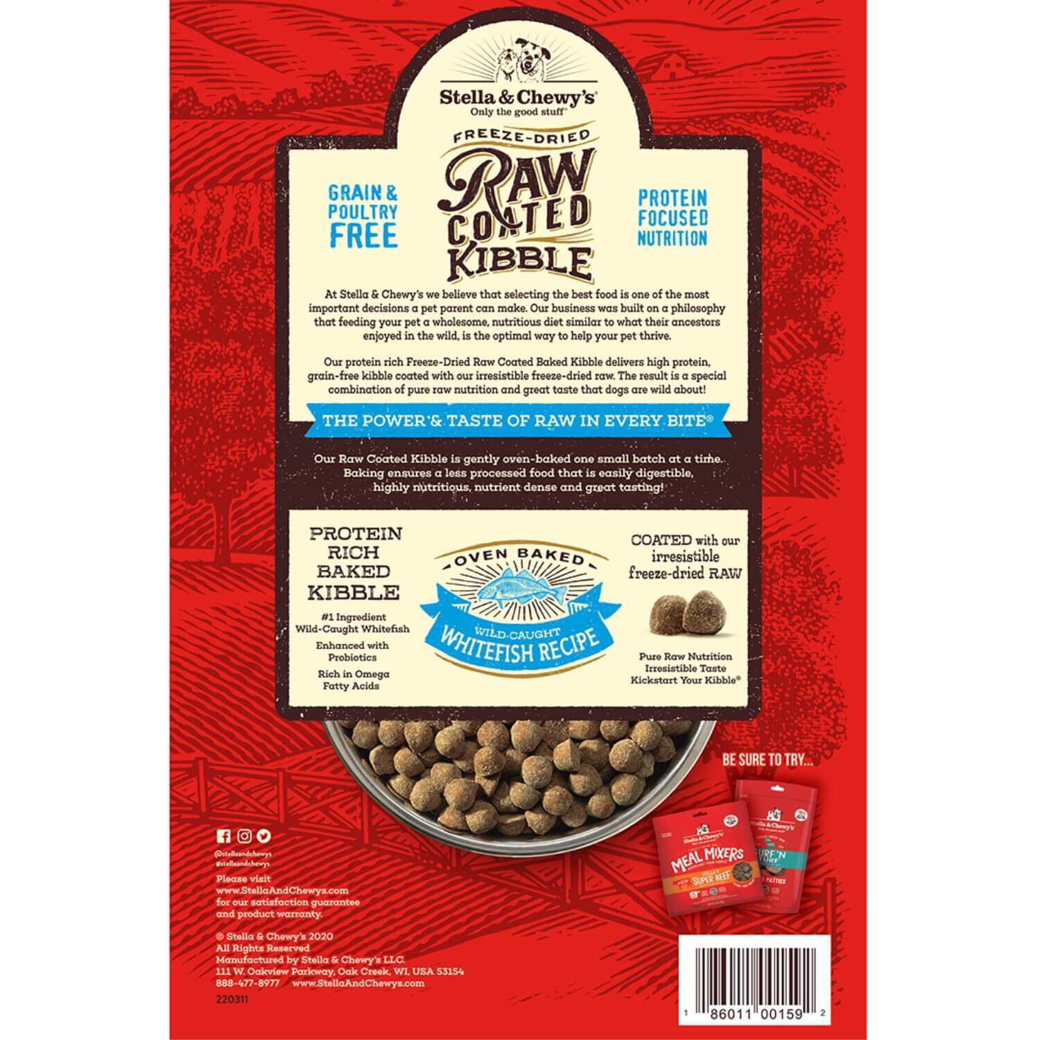 Stella & Chewy's Raw Coated Baked Kibble Wild Caught Whitefish Recipe Dog Food